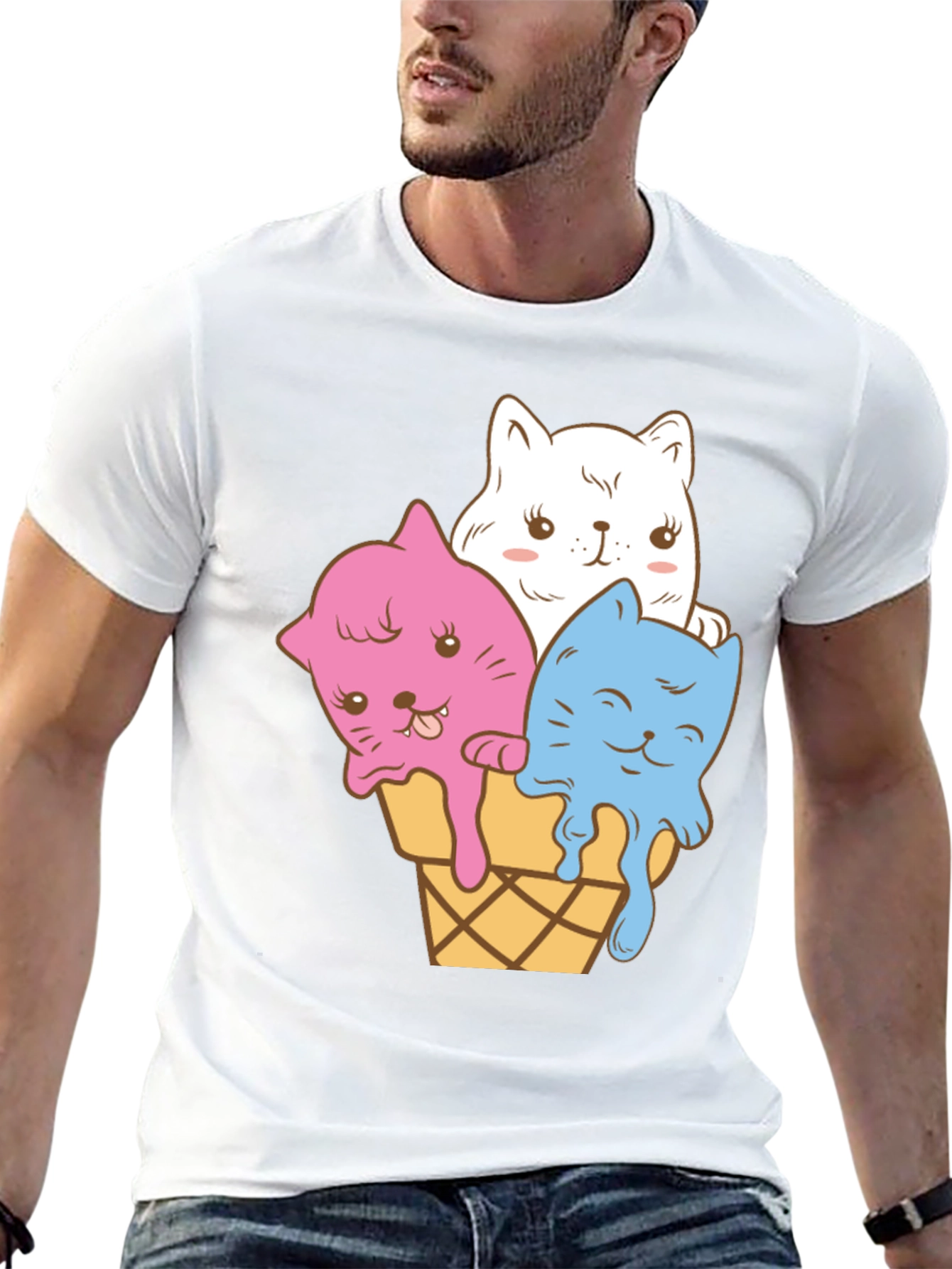 Cute Cats Ice Cream Graphic Tee