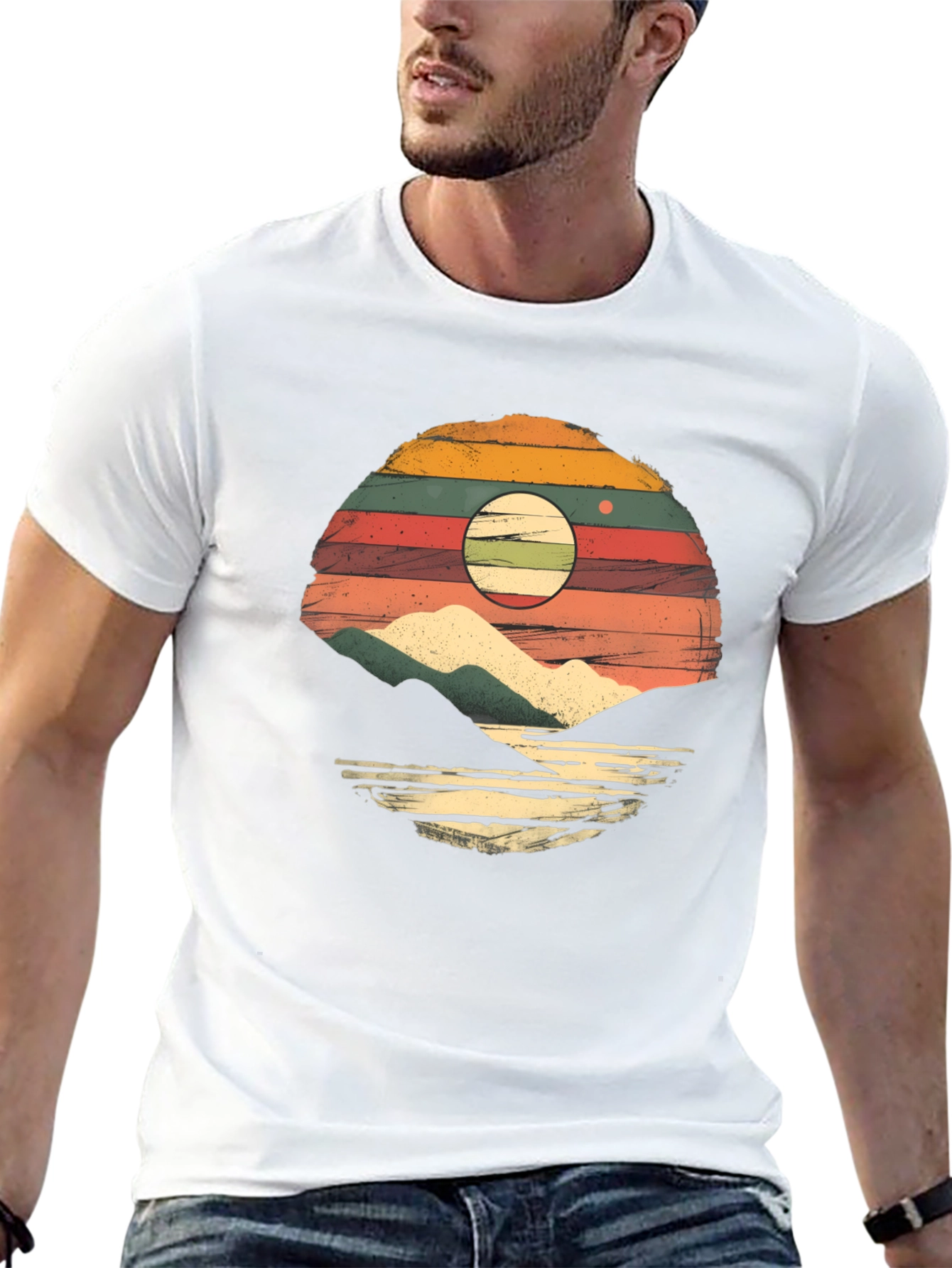 Retro Sunset Mountain Graphic T-Shirt