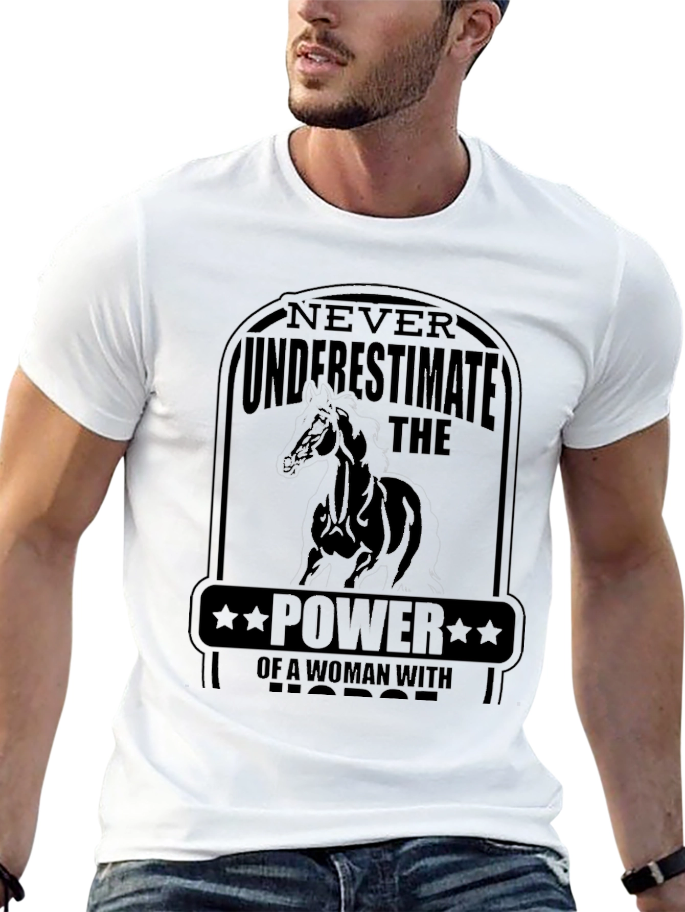 Woman Horse Power T-Shirt - Black Tee