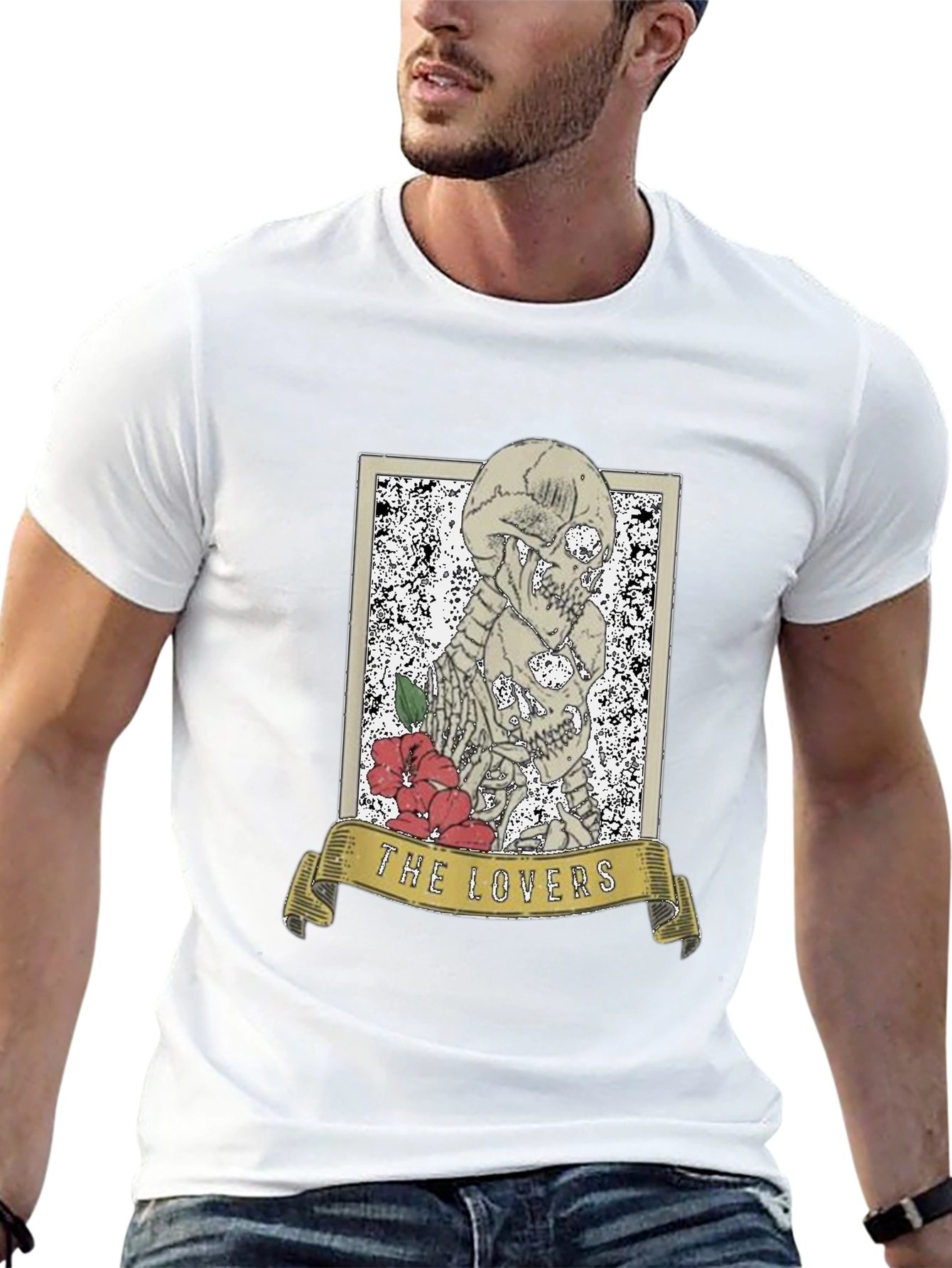 The Lovers Tarot Skeleton Graphic T-Shirt