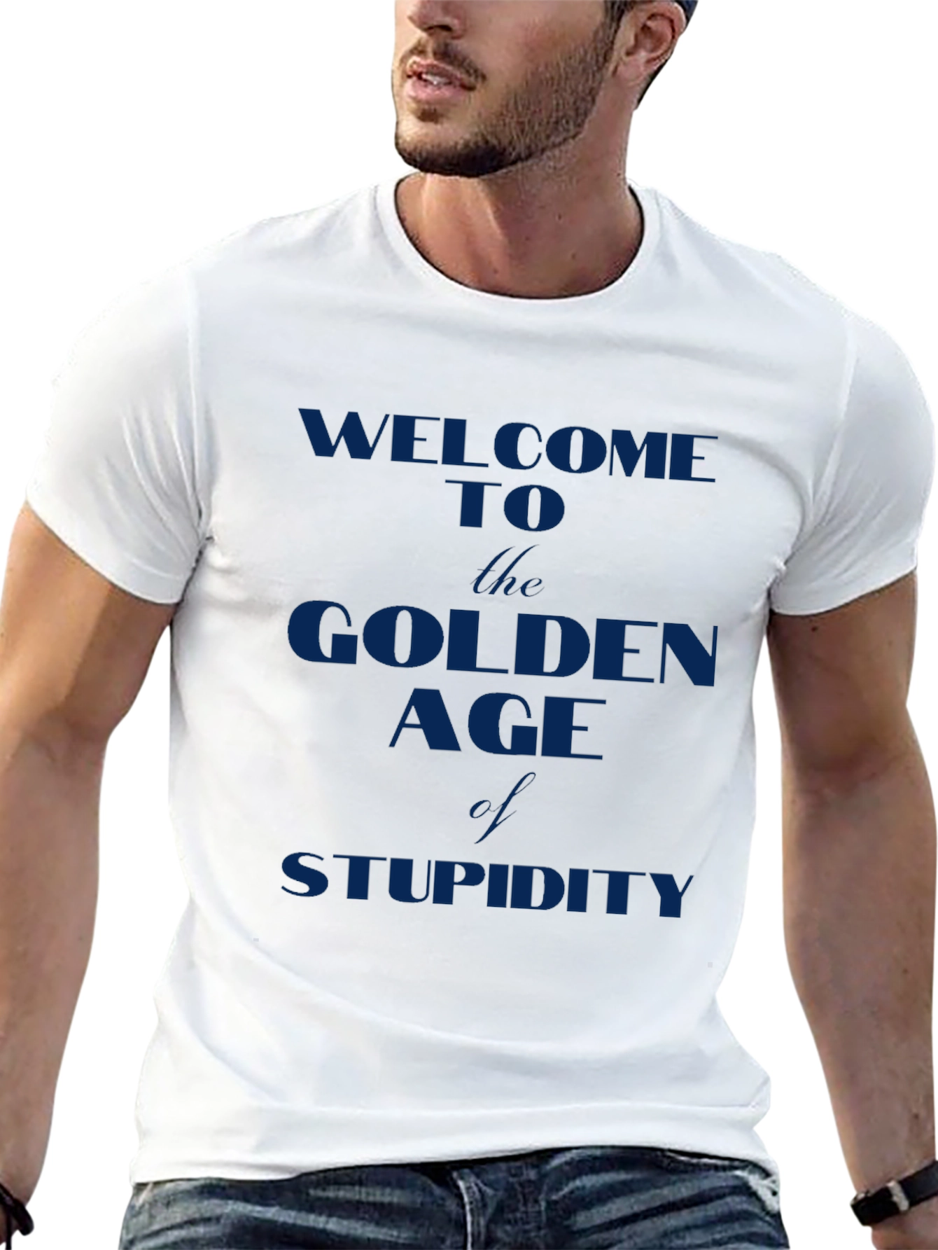 Golden Age of Stupidity T-Shirt - Dark Blue Print