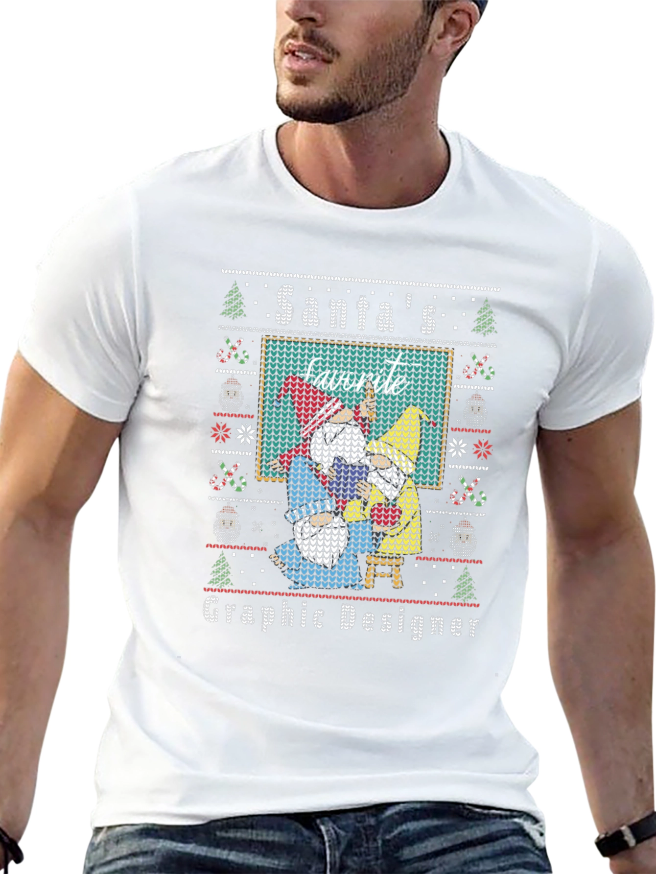Santas Favorite Graphic Designer Ugly Christmas T-Shirt