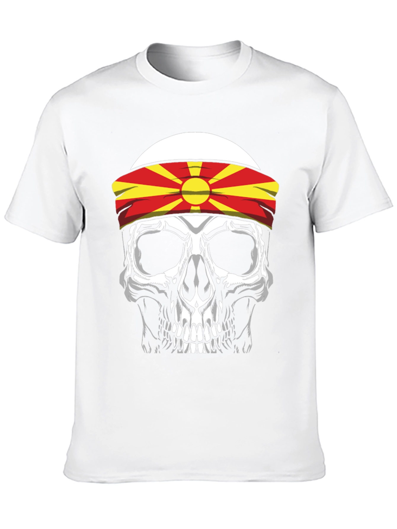 Skull with Macedonia Flag Headband T-Shirt