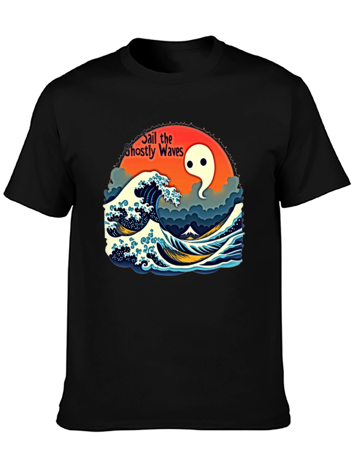 Ghostly Waves Graphic T-Shirt - Unisex