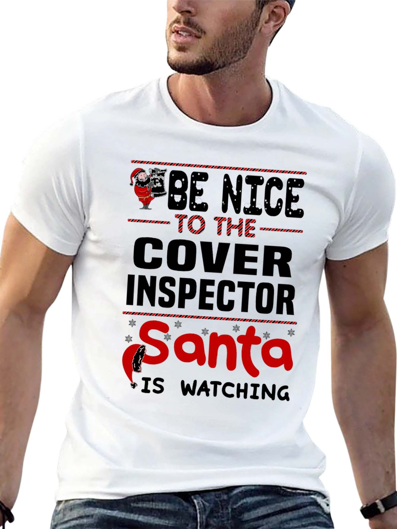 Funny Santa Cover Inspector Christmas T-Shirt