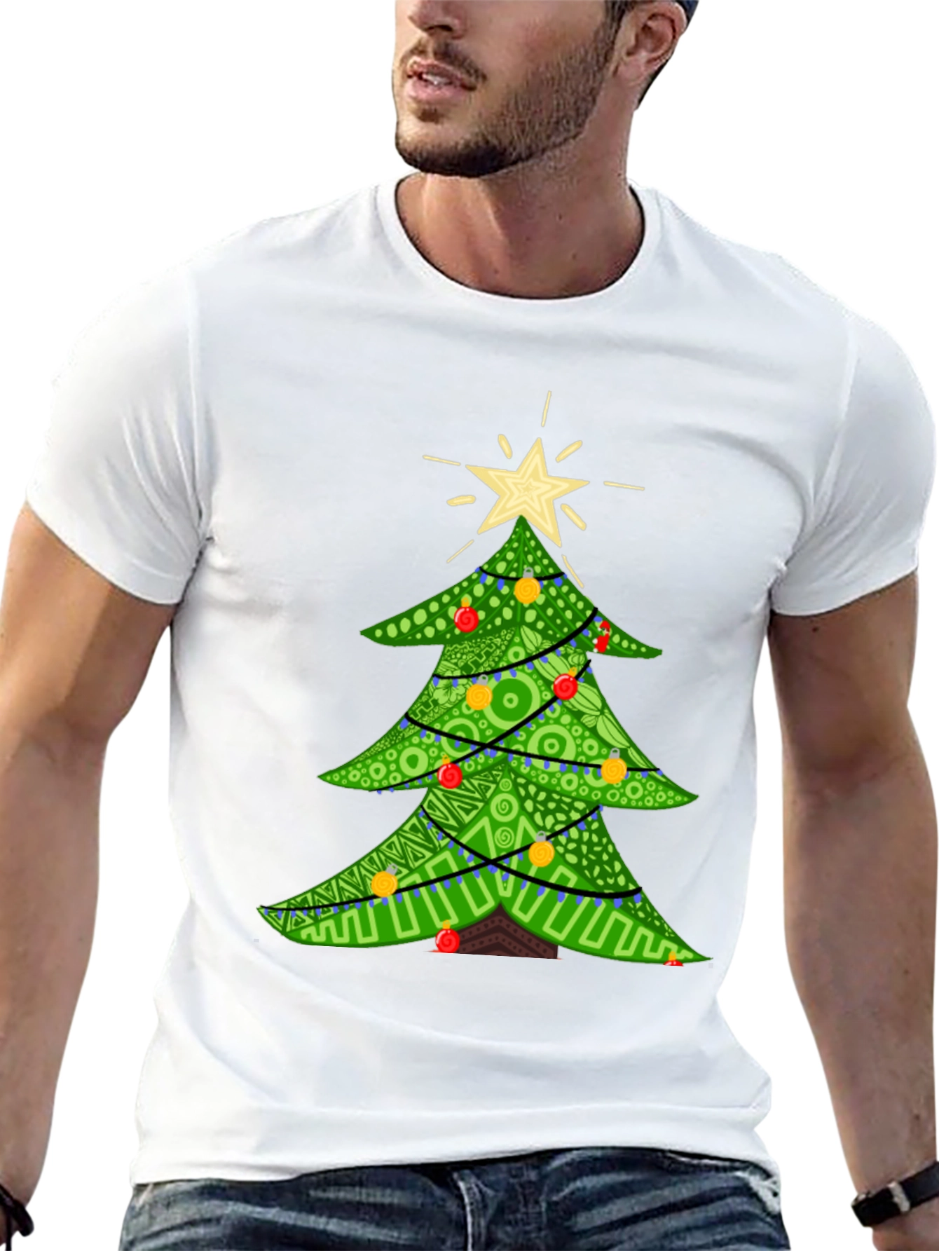 Festive Christmas Tree Graphic Tee - Holiday Apparel