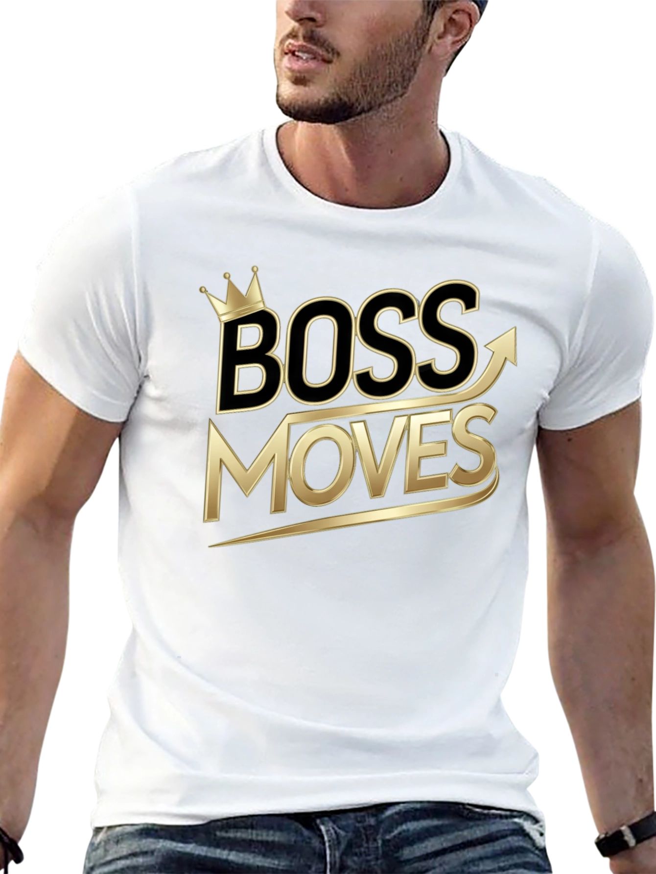 Boss Moves Graphic Tee - Gold Print Black Shirt
