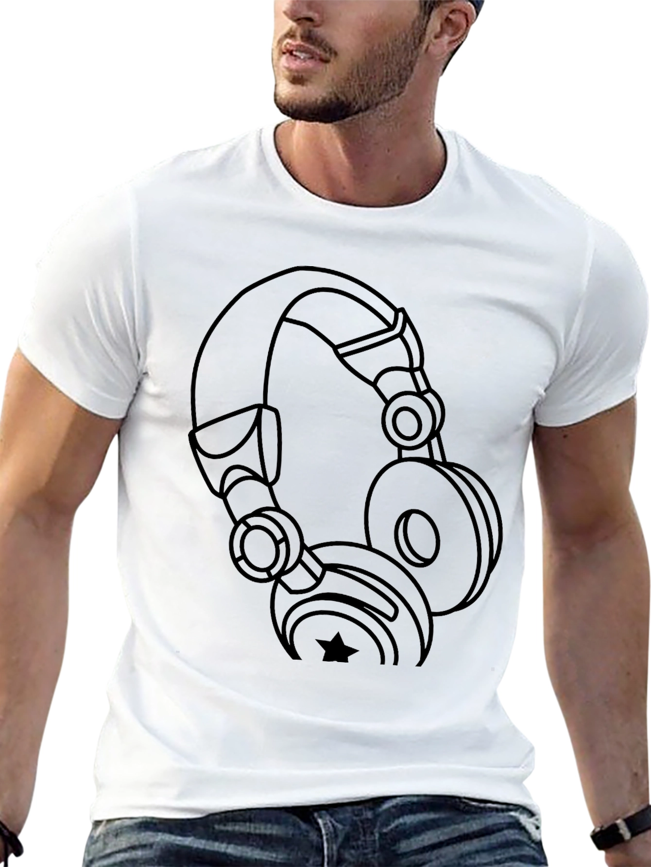 Headphone Graphic Black T-Shirt