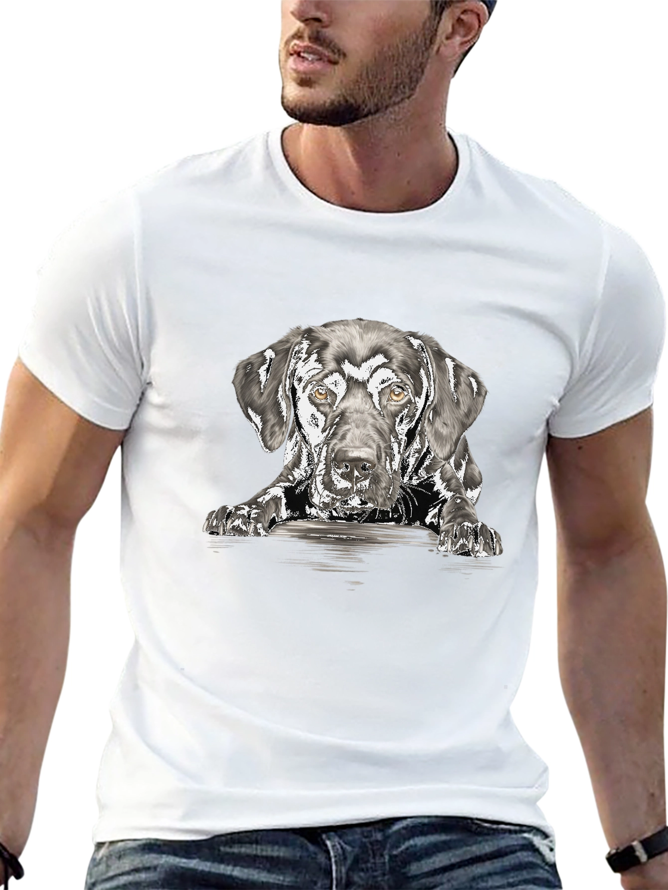 Dog Sketch Graphic Print T-Shirt