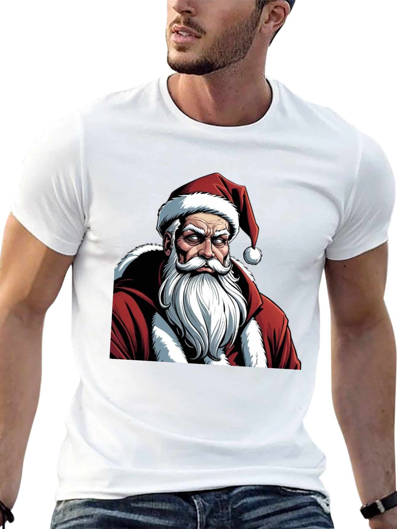 Grumpy Santa Graphic Tee - Holiday Humor T-Shirt