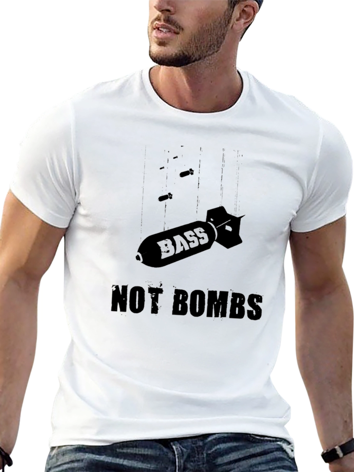 Bass Not Bombs Black Graphic Tee