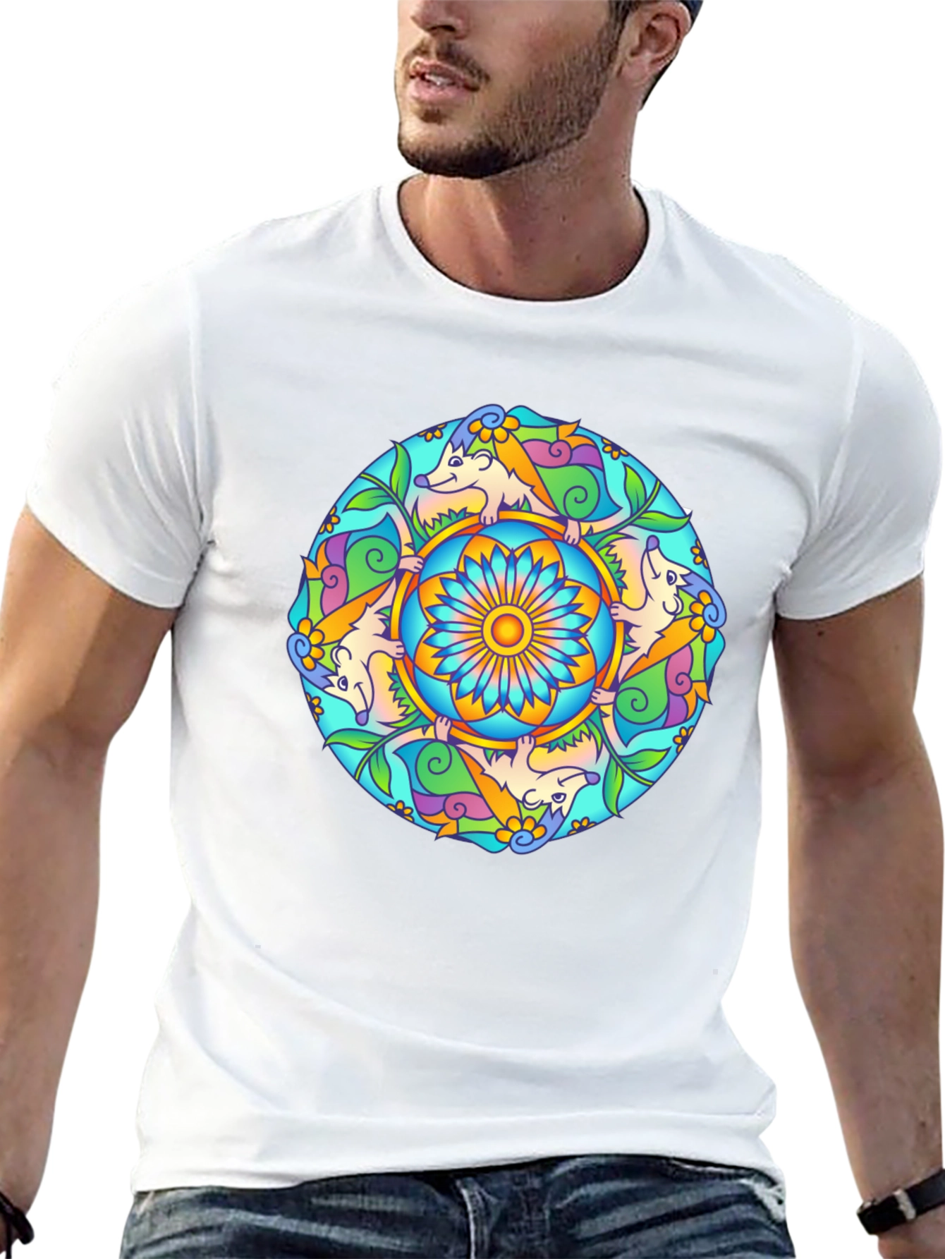 Whimsical Hedgehog Mandala T-Shirt