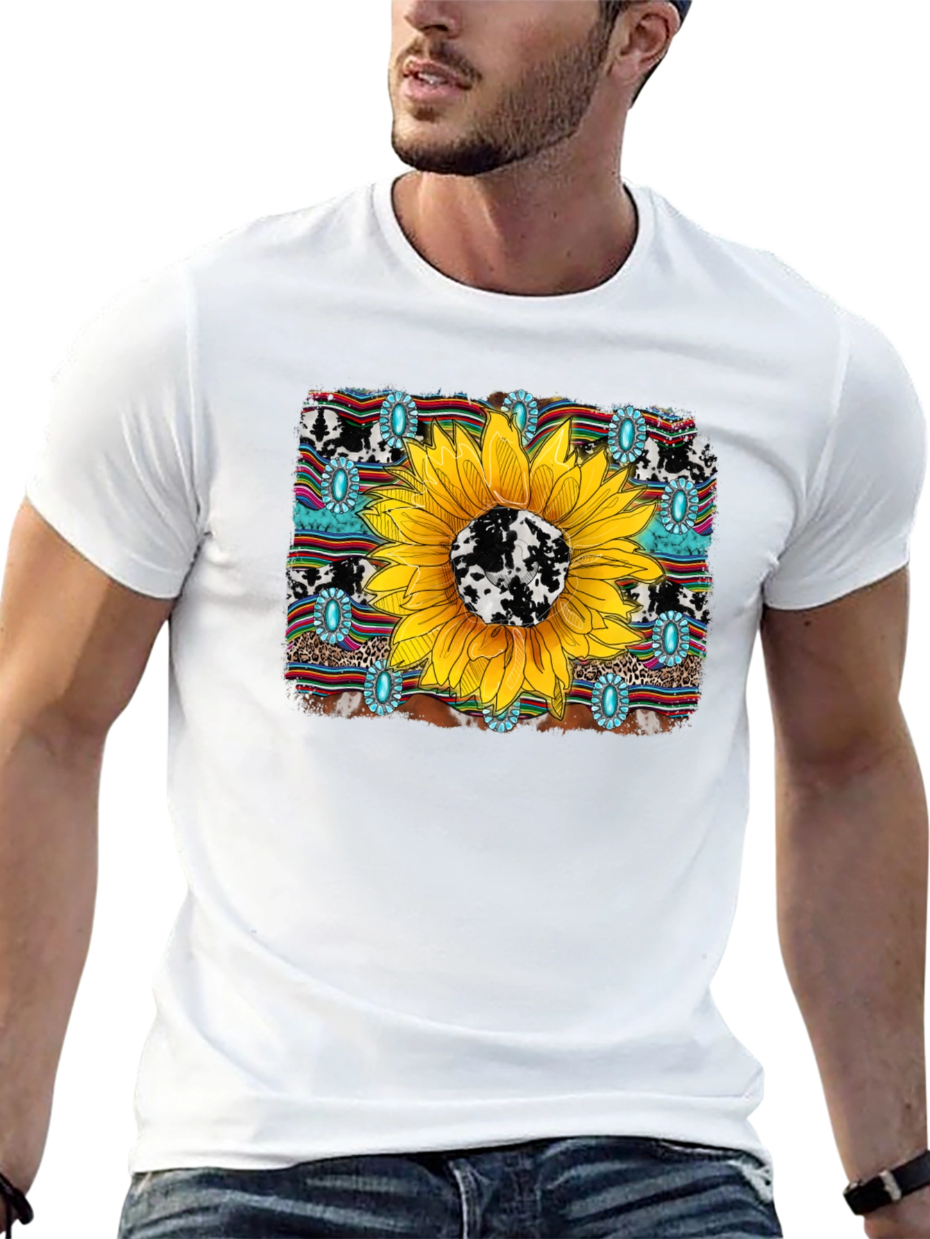 Sunflower Cow Print Graphic Tee