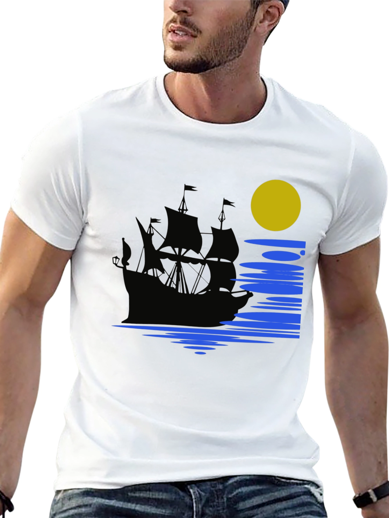 Nautical Moonlight Black T-Shirt