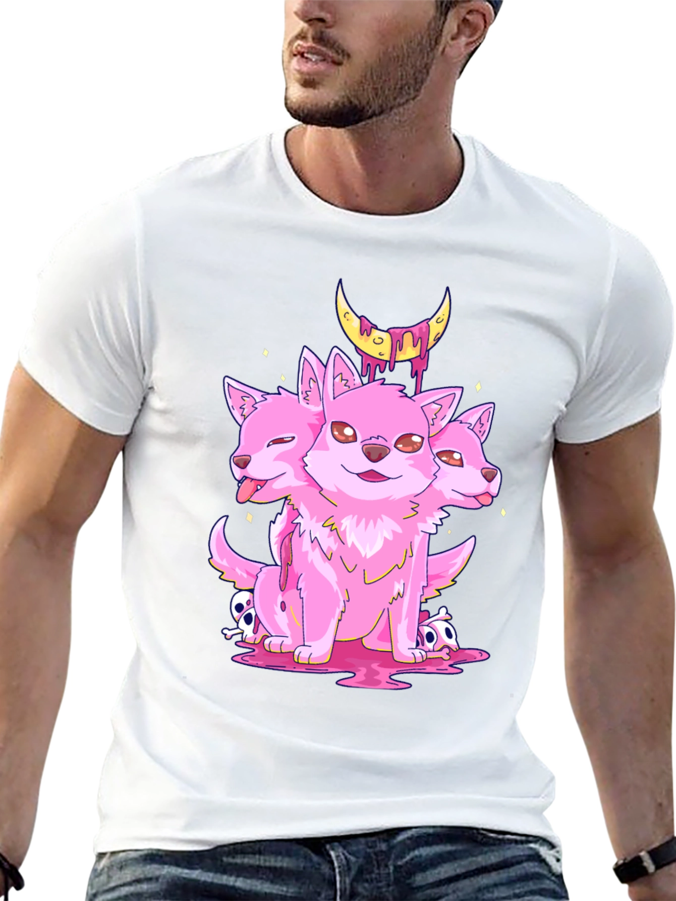Three-Headed Puppy Moon Graphic Tee