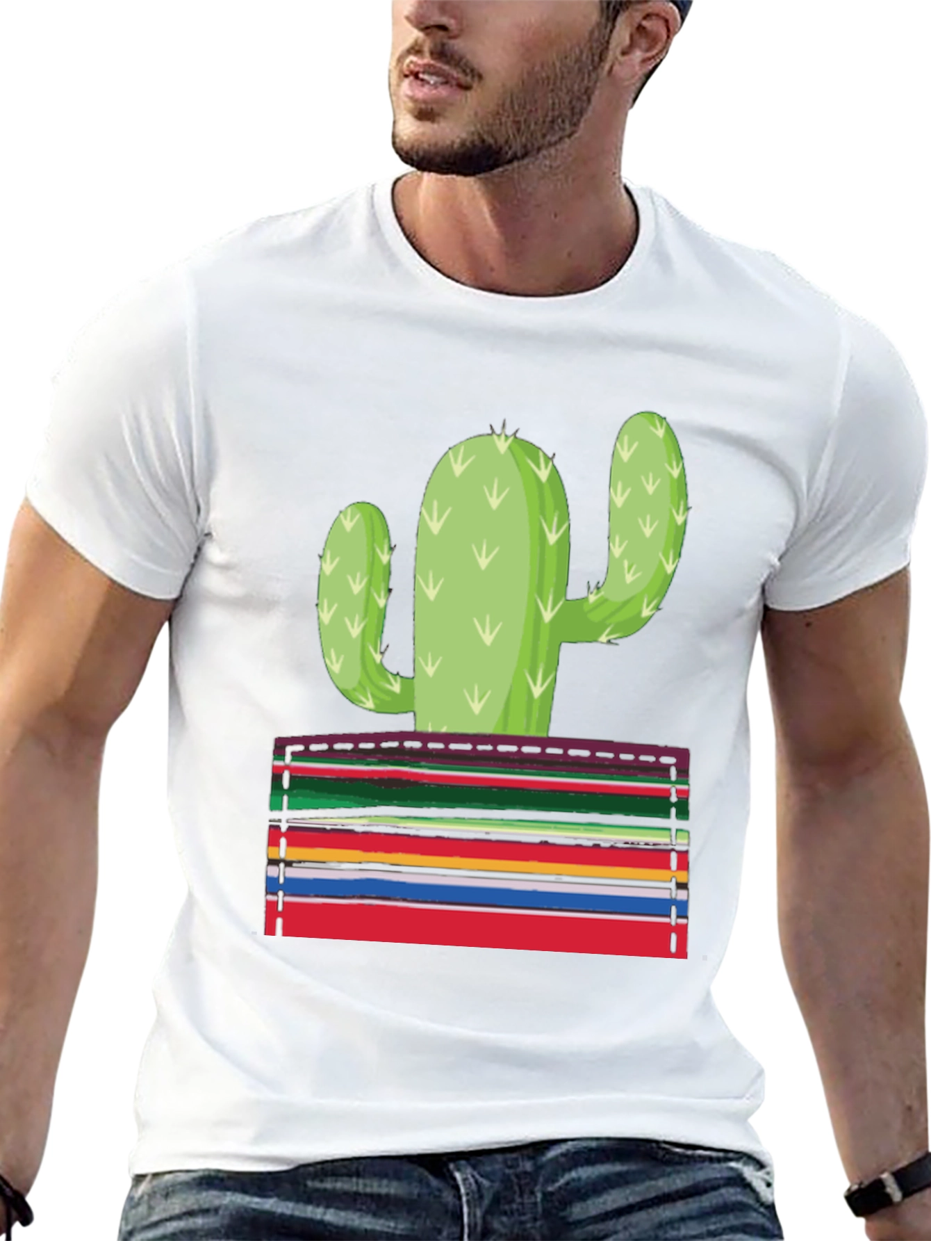 Cactus Pocket Graphic Tee - Stylish Mens T-Shirt