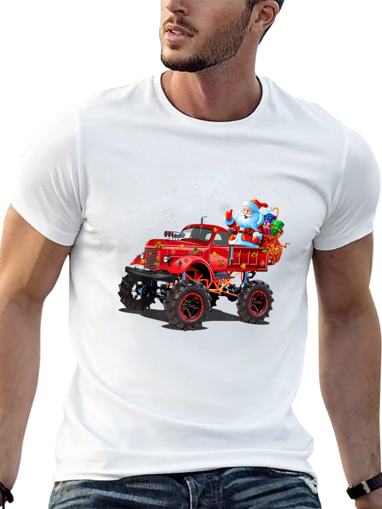 Christmas Monster Truck Santa T-Shirt