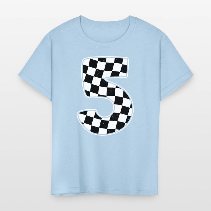 5th Birthday Checkered Number 5 Car Racing Flag