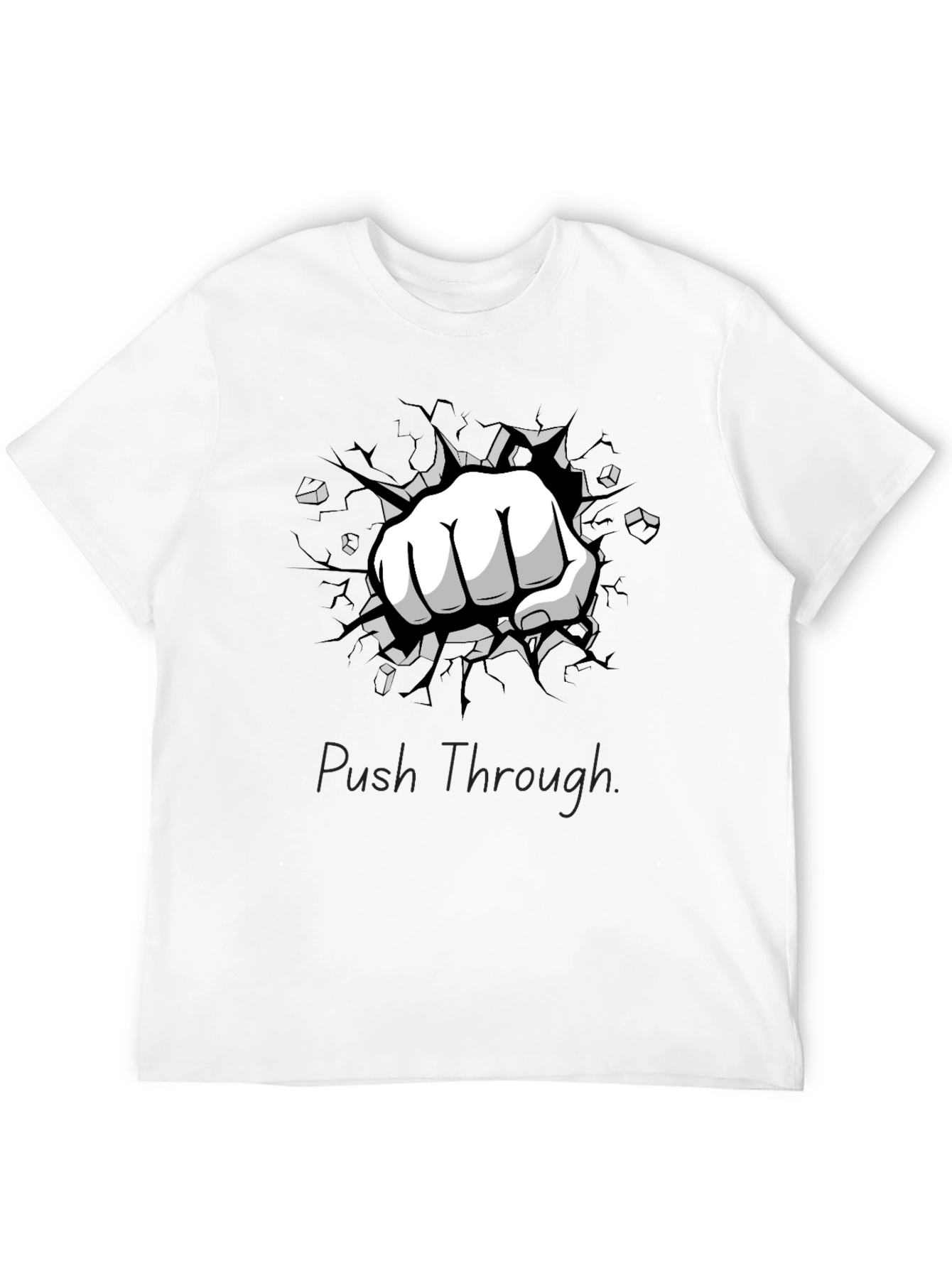 Push Through Graphic Black T-Shirt - Strength & Motivation