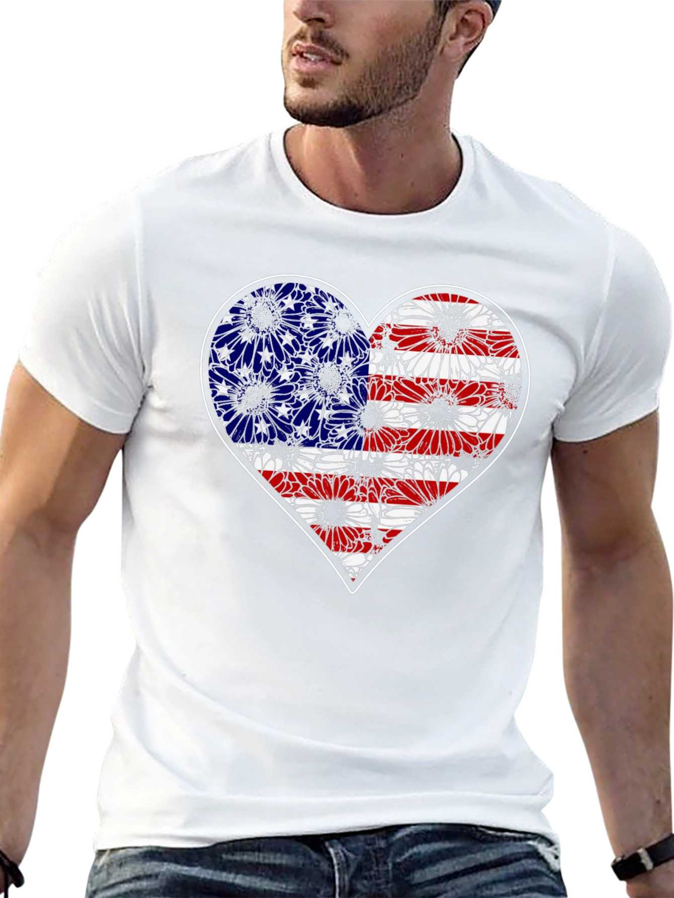 Patriotic Heart Flag Graphic T-Shirt