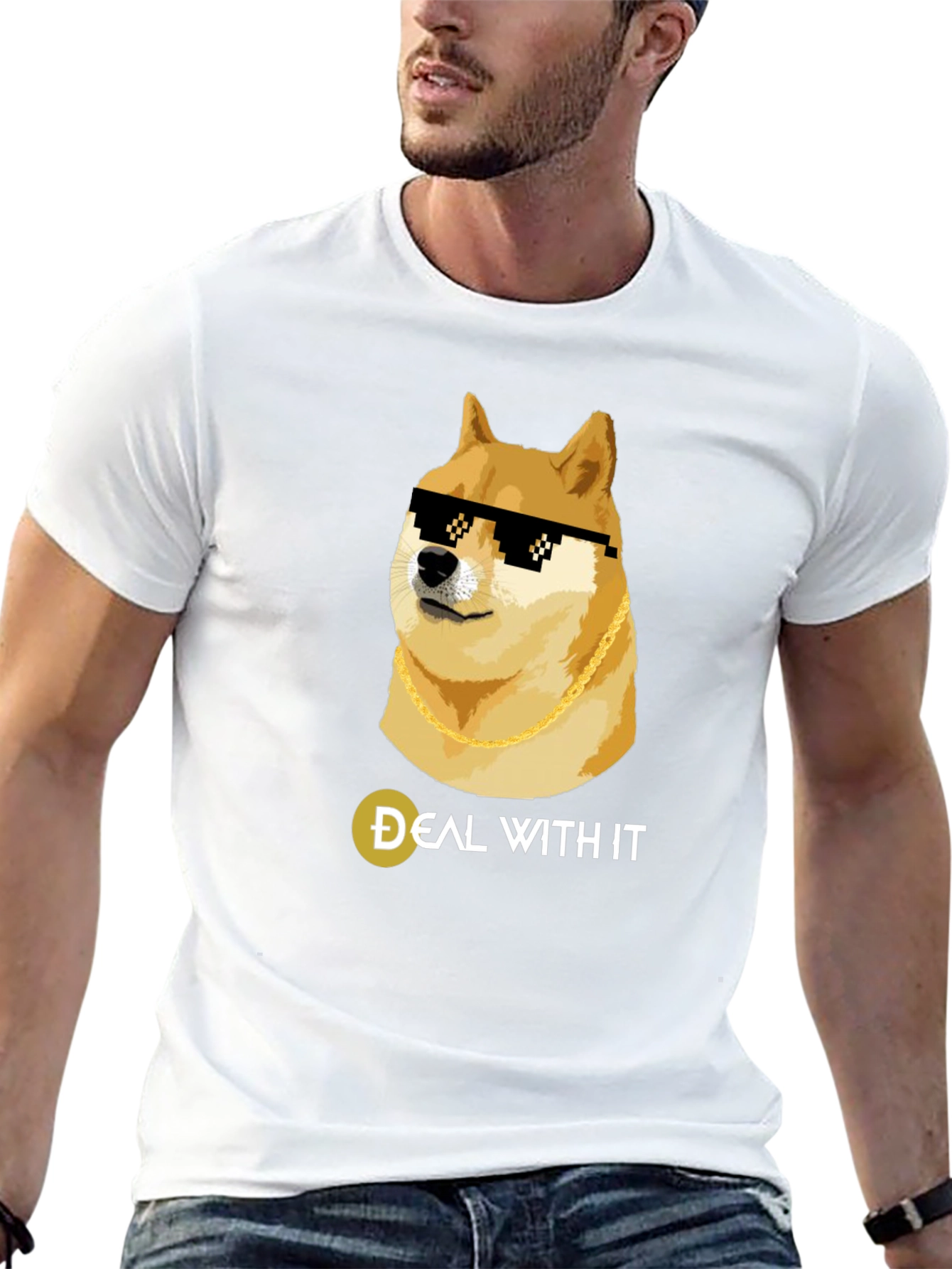 Doge Deal With It Black T-Shirt