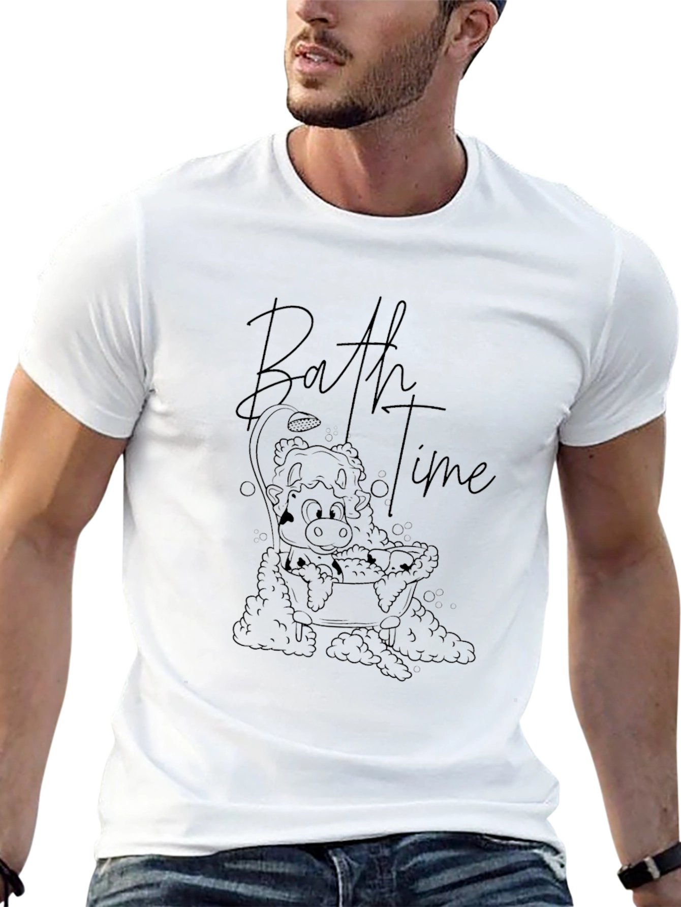 Bathtime Cow Graphic Tee - Relaxed Fit
