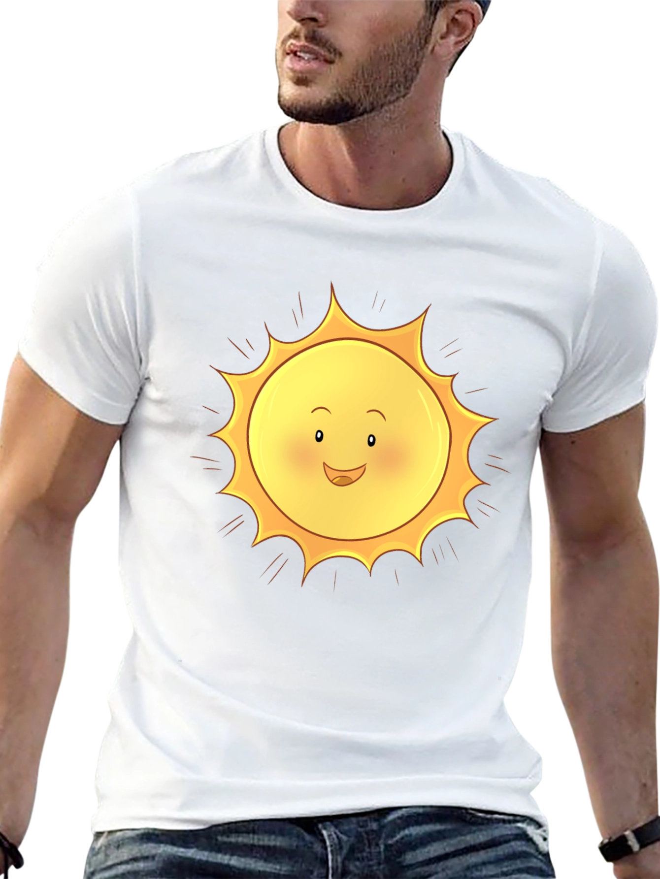 Cheerful Sun Graphic Black T-Shirt