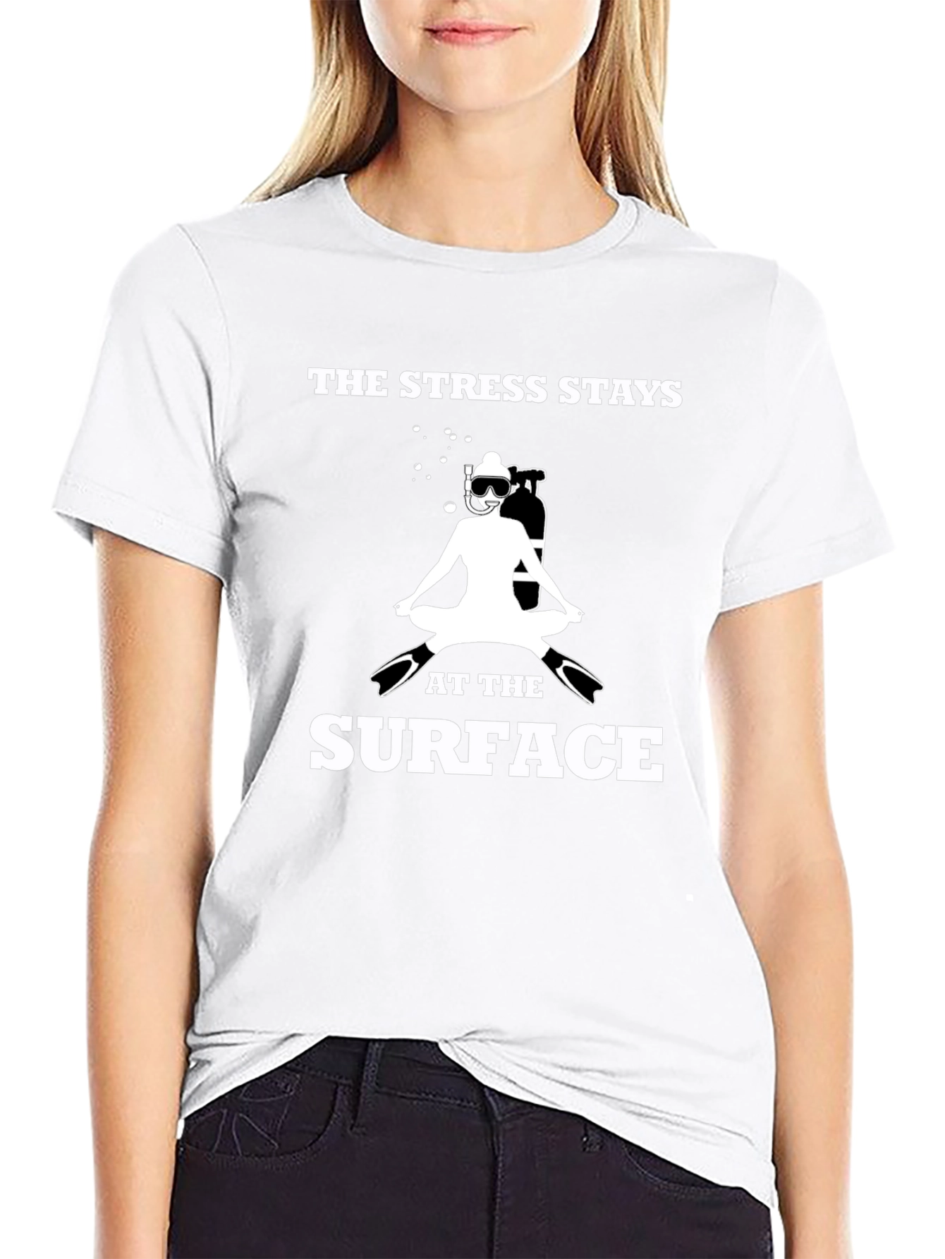 Diver Stress Stays at Surface Black T-Shirt