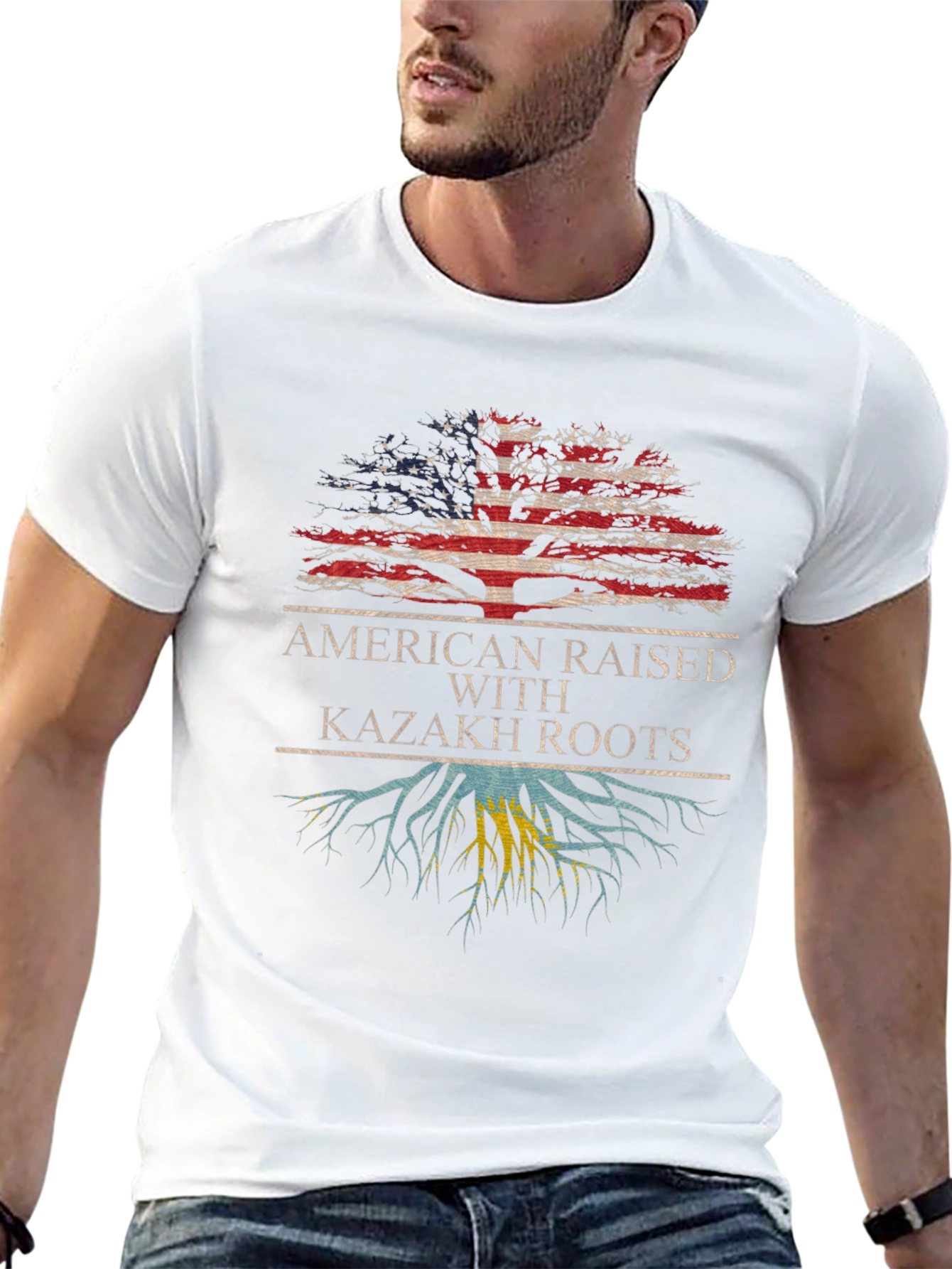 American Raised with Kazakh Roots Graphic Tee