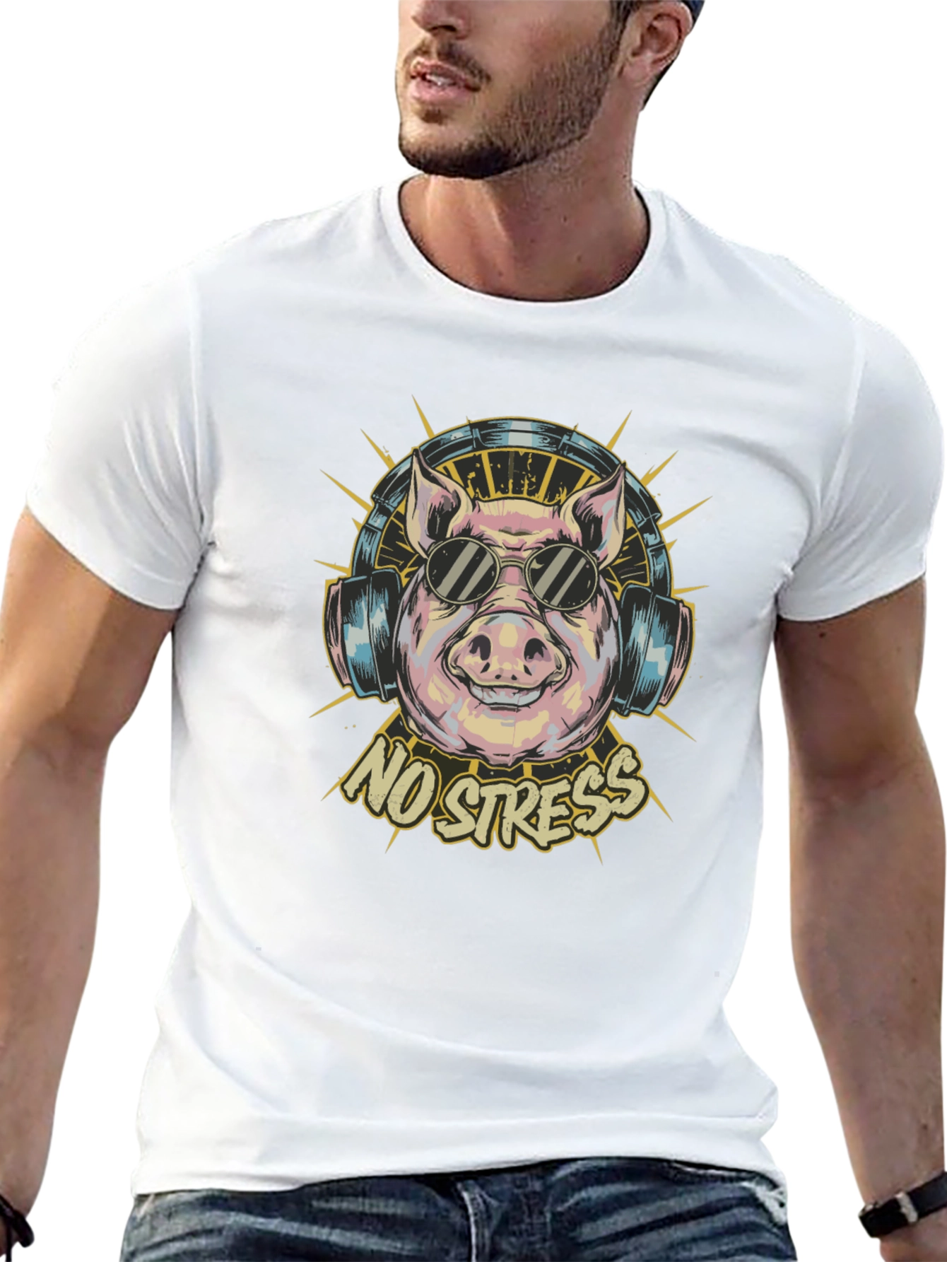No Stress Pig T-Shirt - Relaxed Vibes