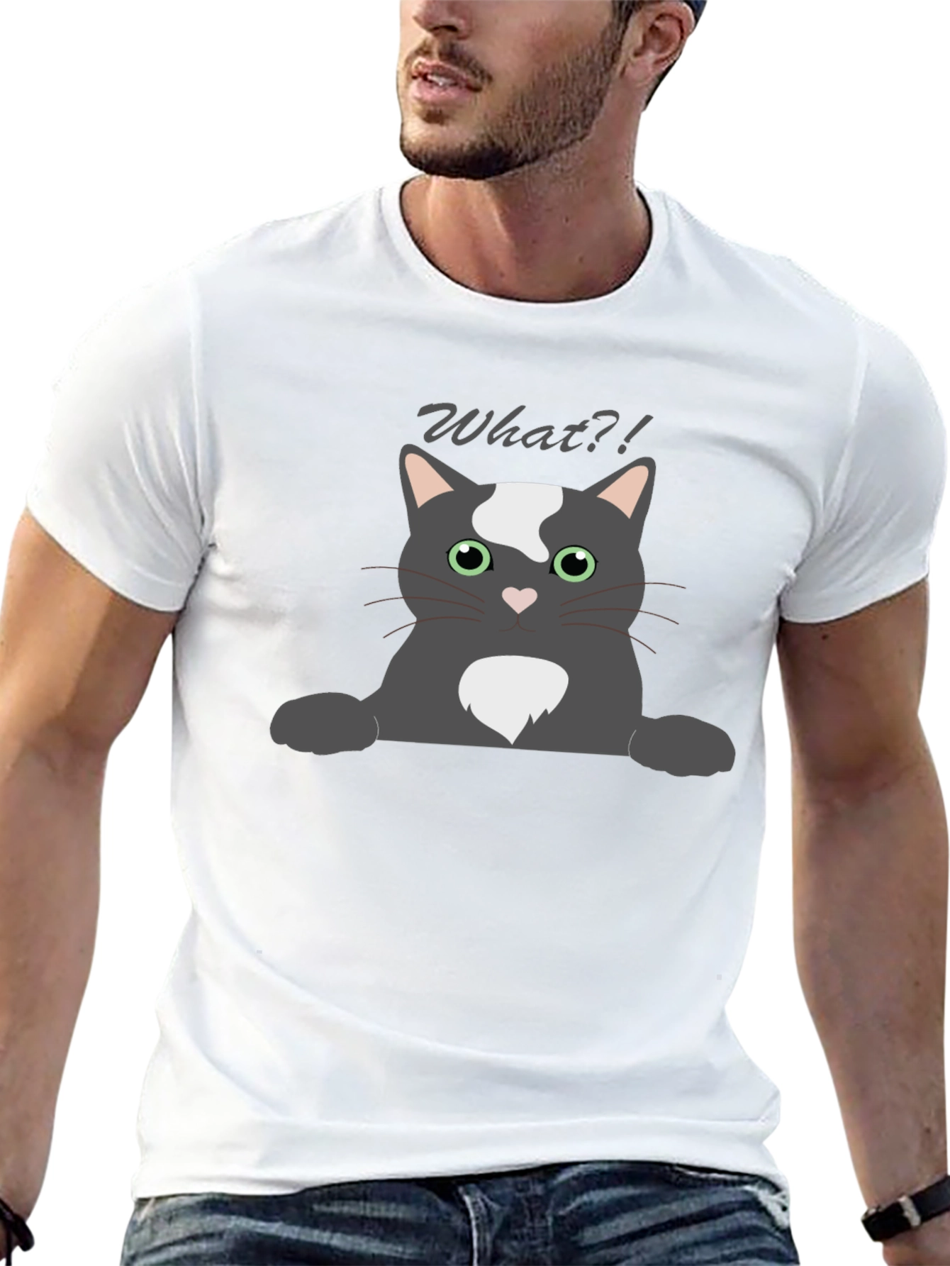 Funny What?! Cat Graphic T-Shirt