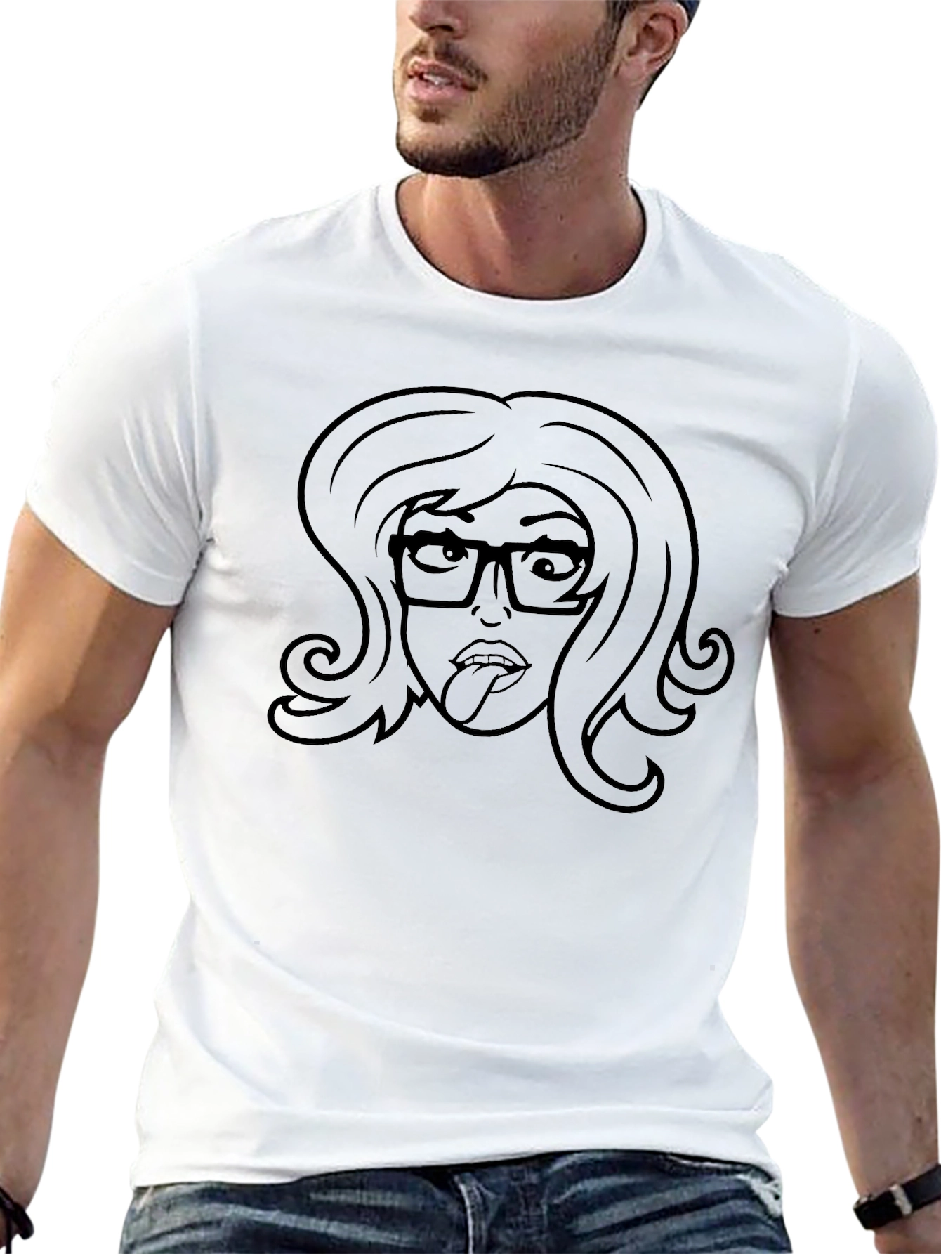 Funny Girl Face Graphic Tee - Black Unisex T-Shirt