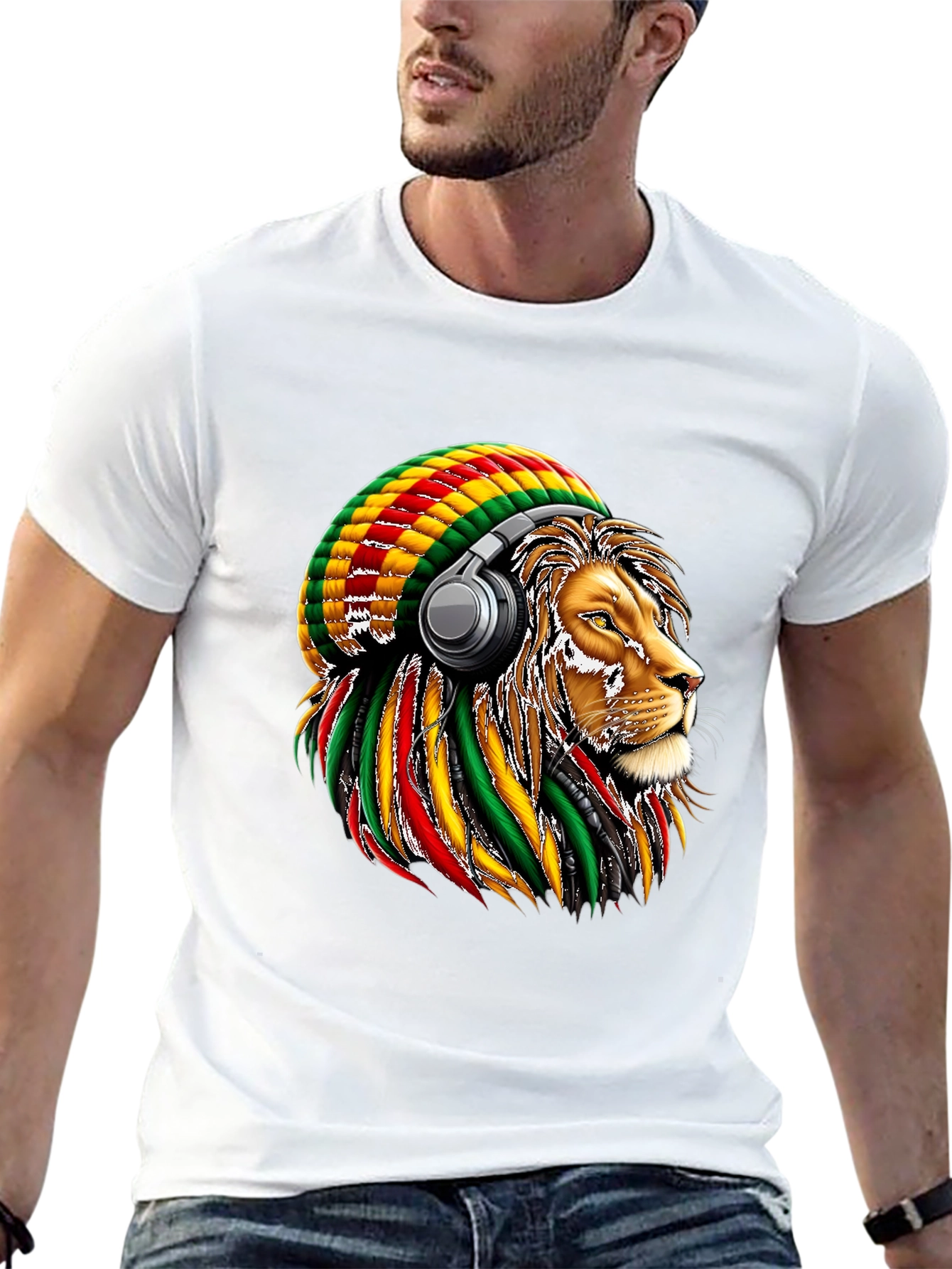 Rasta Lion Headphone T-Shirt