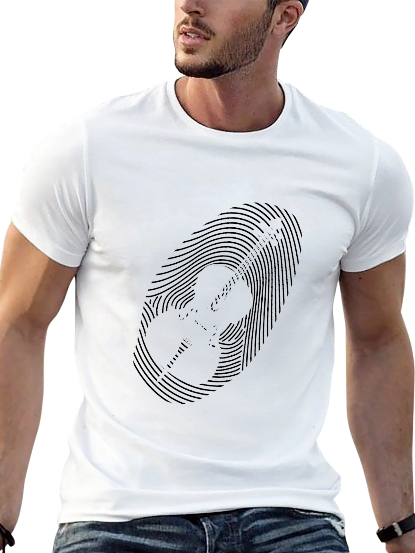Black Guitar Fingerprint Graphic Tee