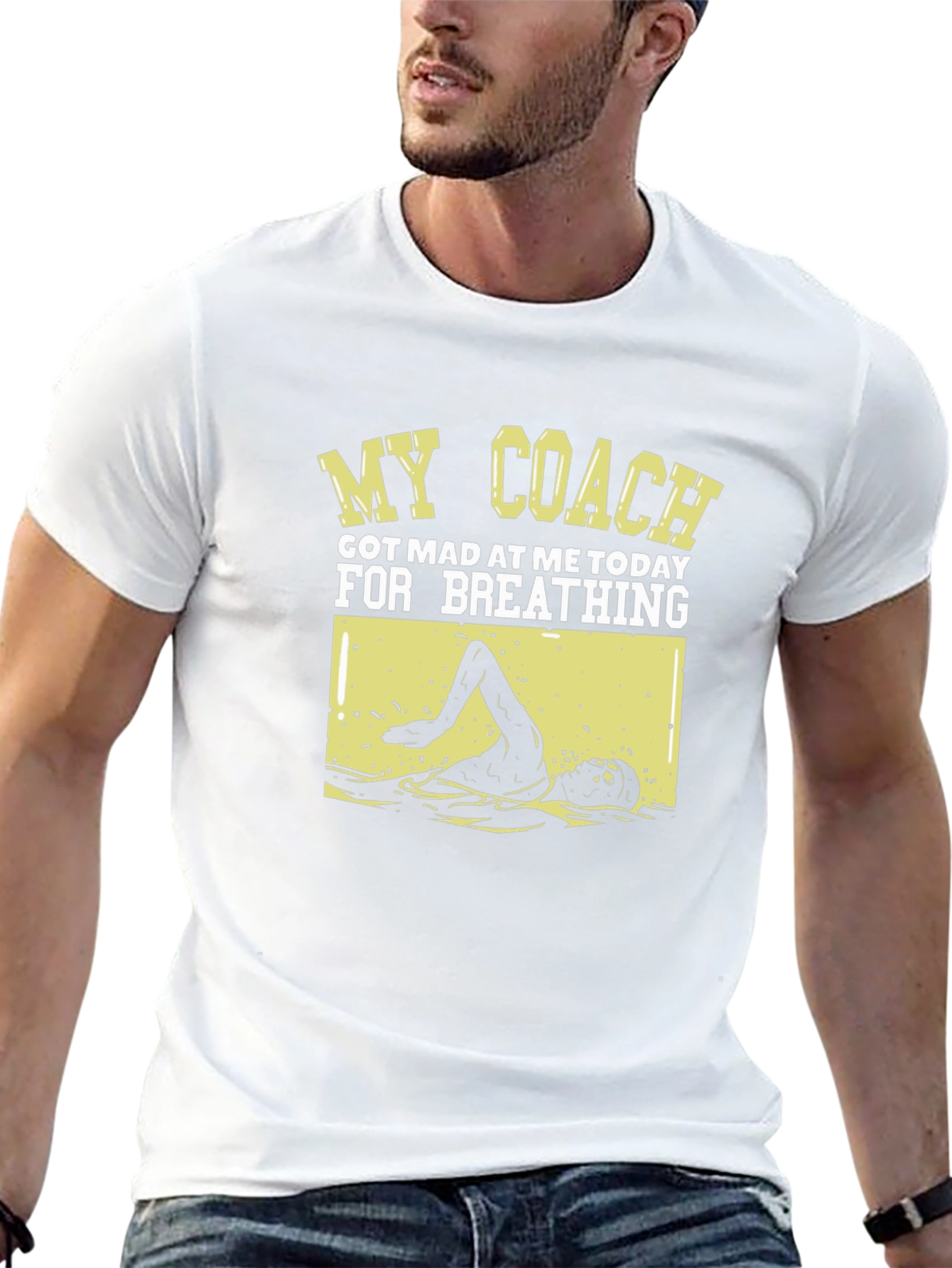 Funny Swimmer T-Shirt: My Coach Got Mad