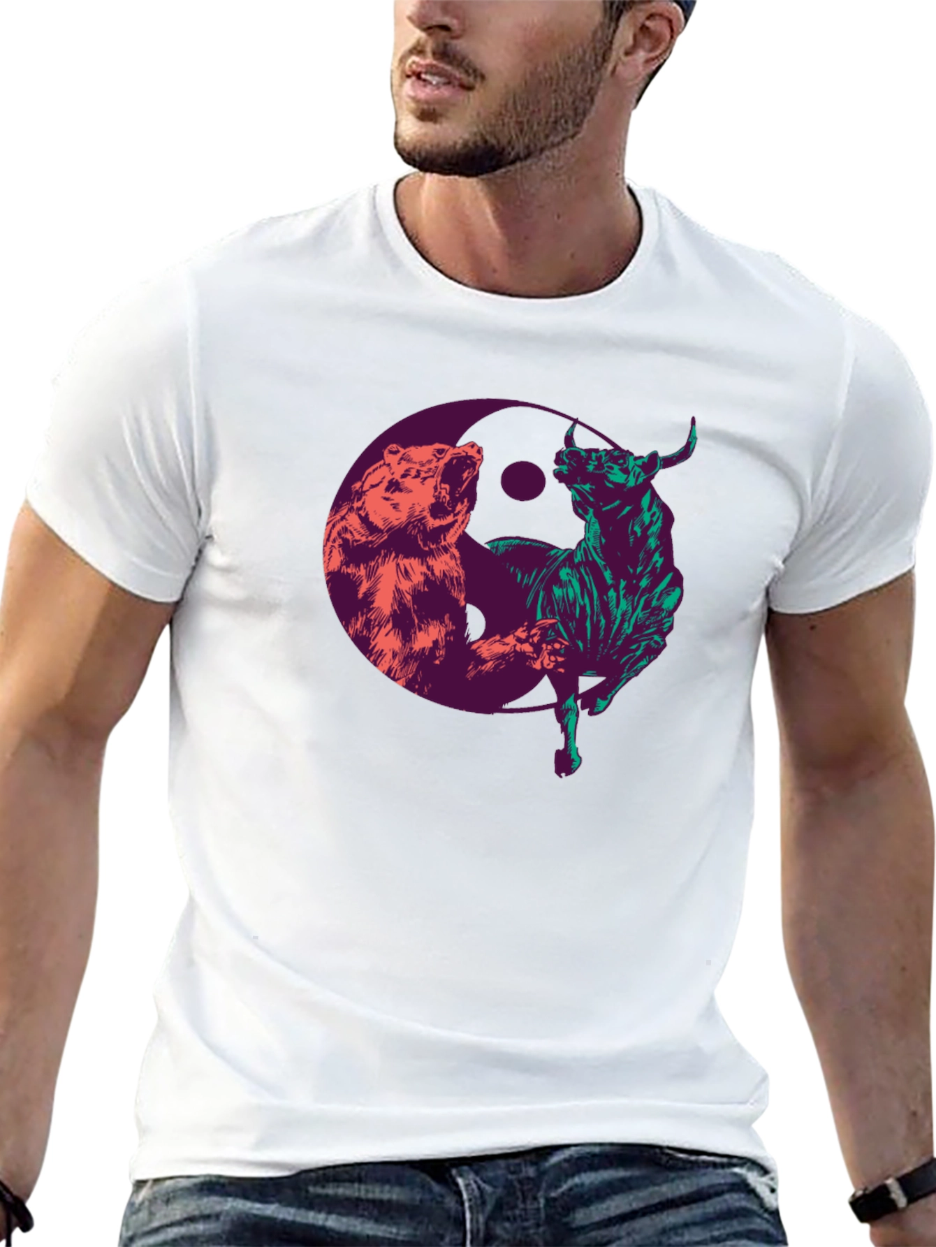 Yin Yang Bull & Bear Graphic Tee