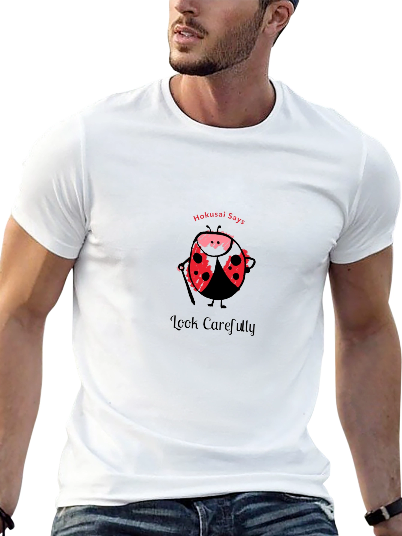 Hokusai Ladybug Graphic T-Shirt - Look Carefully