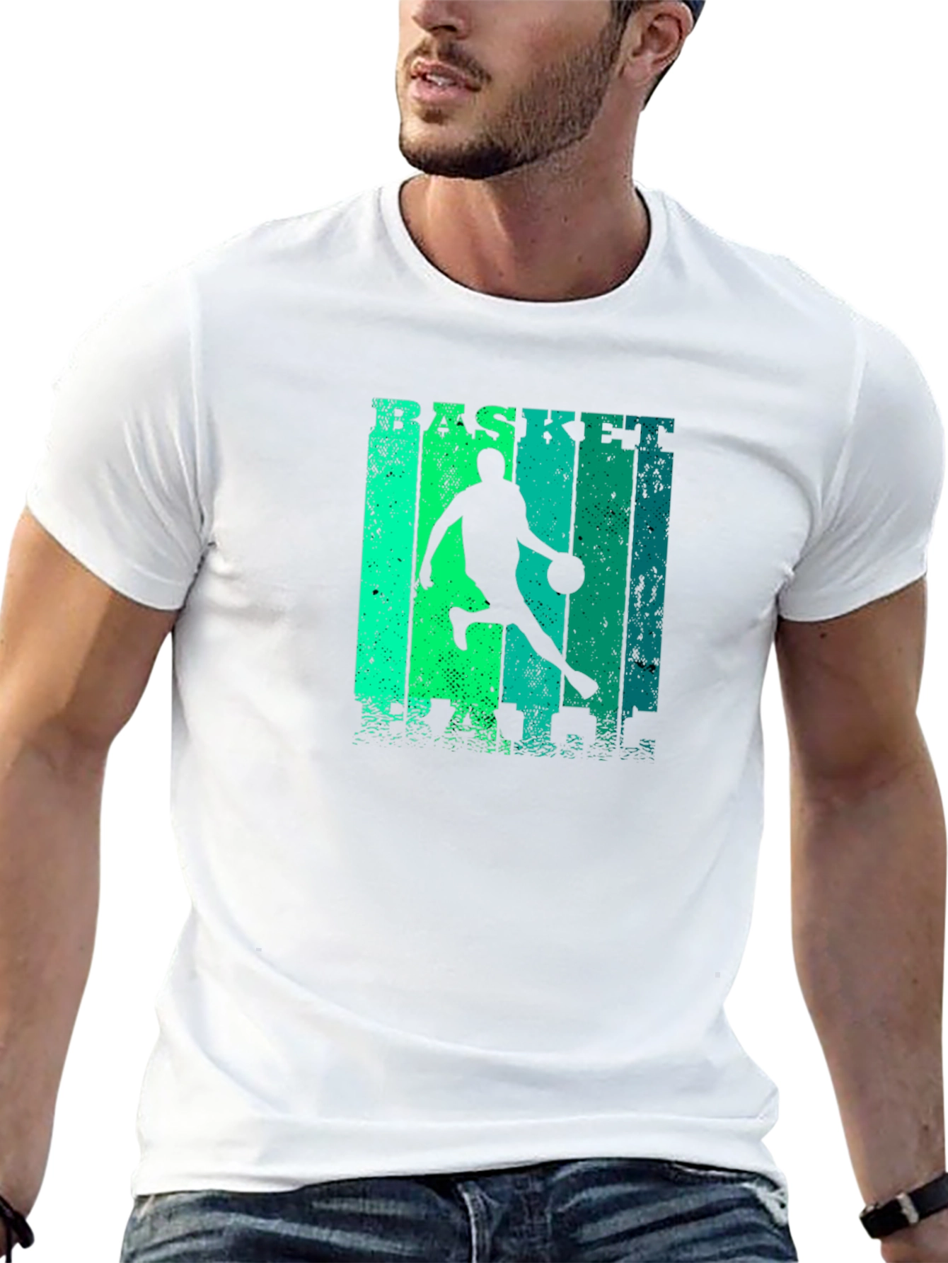 Basketball Player Graphic Print Black T-Shirt