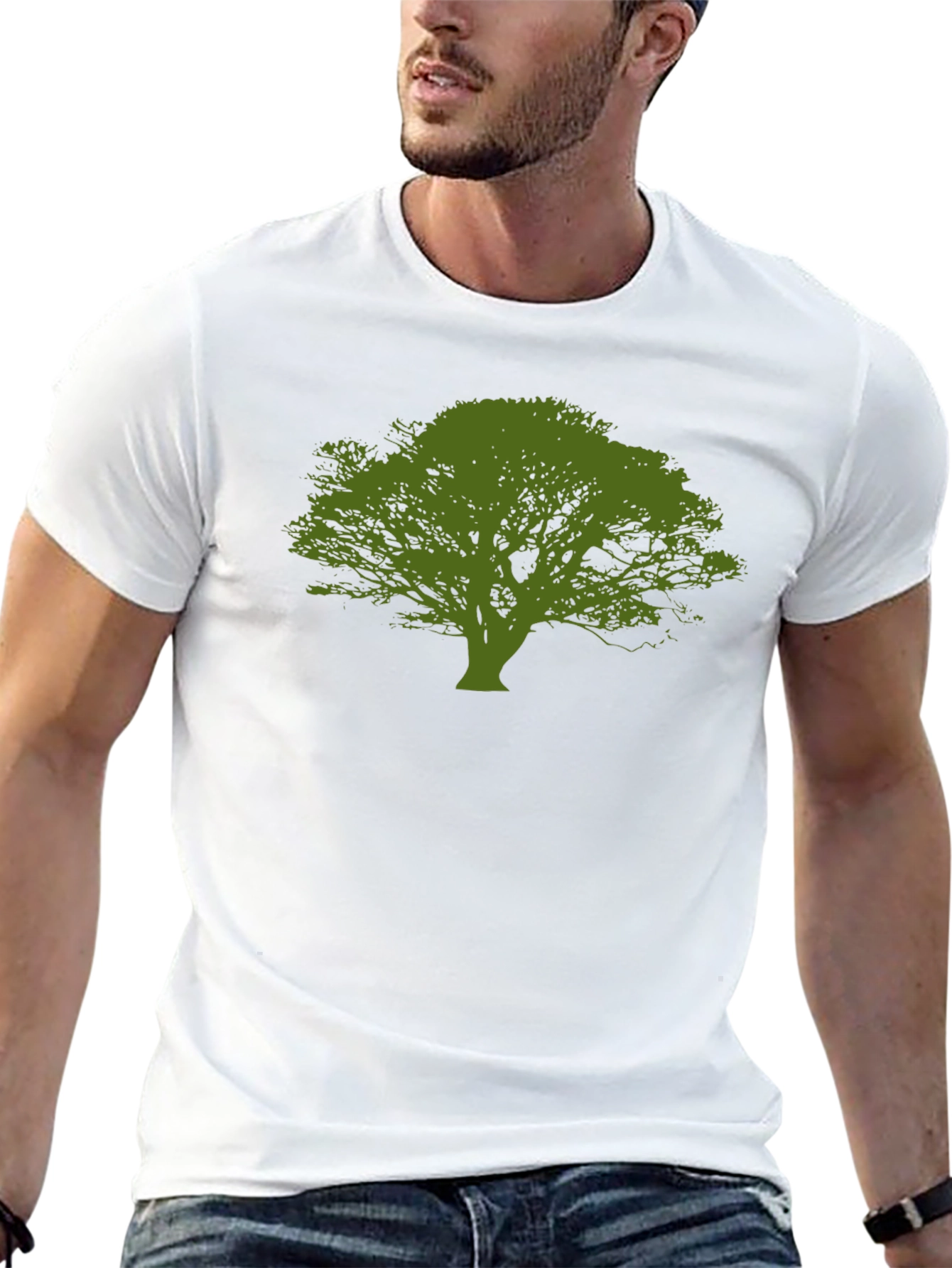 Green Tree Graphic Black T-Shirt