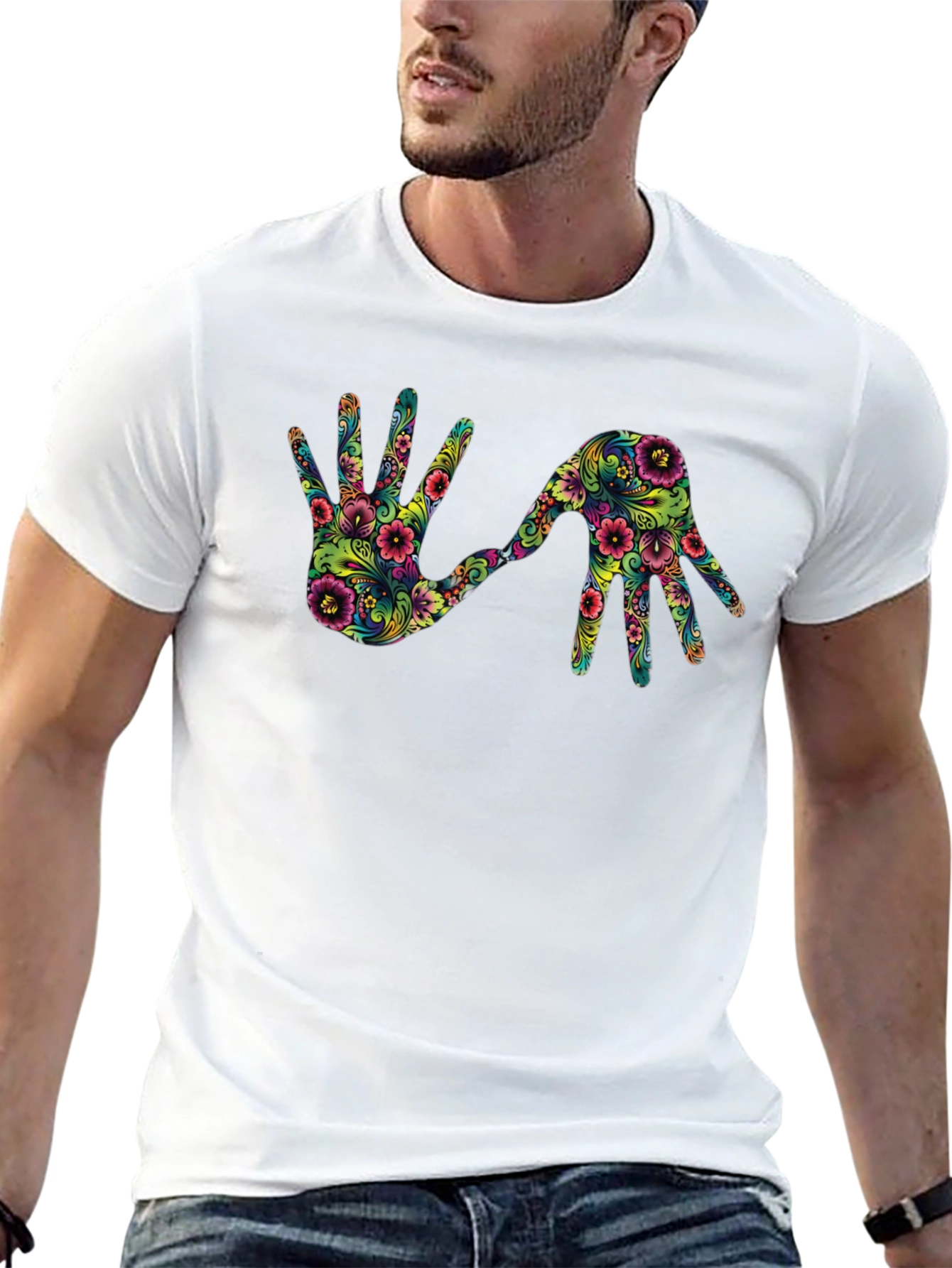Floral Hands Graphic Tee - Black