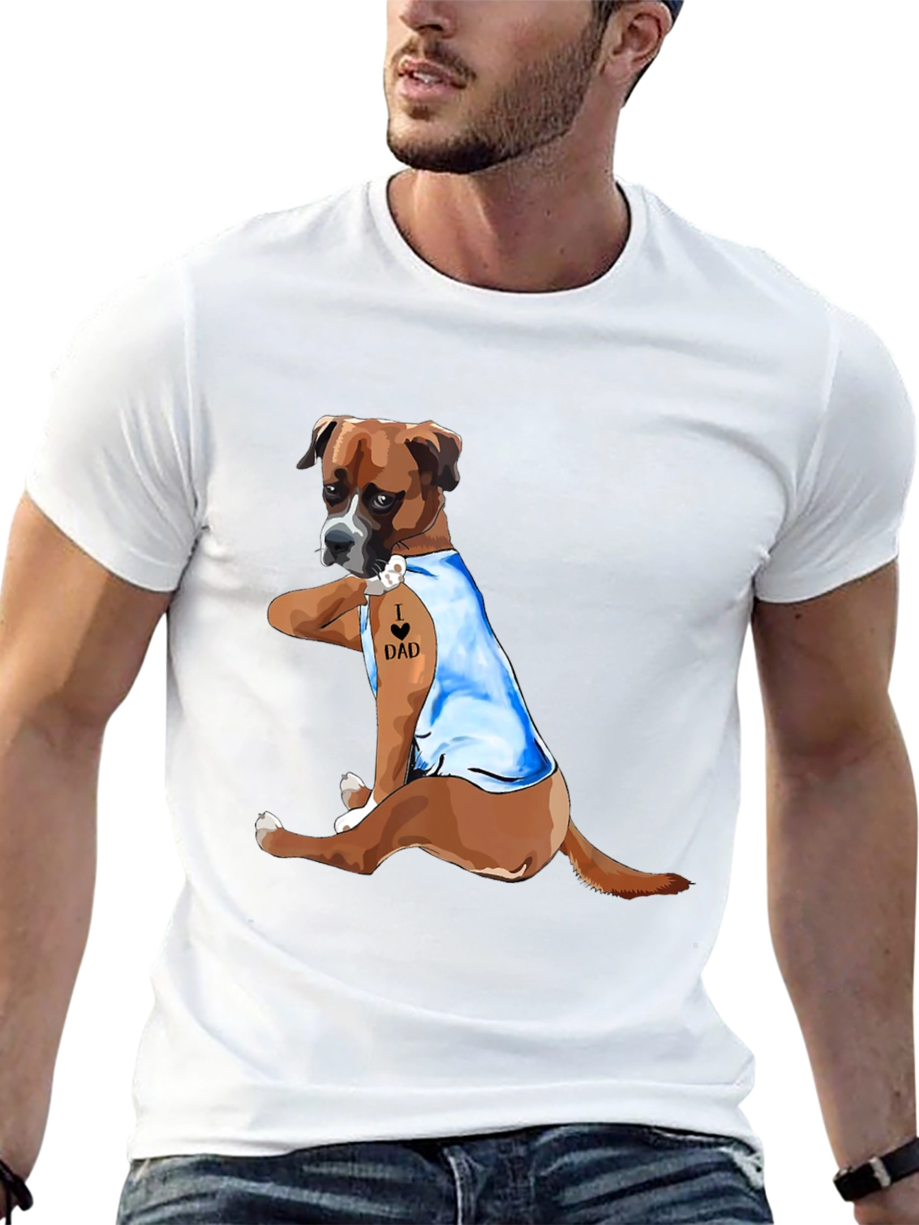 I Love Dad Dog Graphic Tee - Black