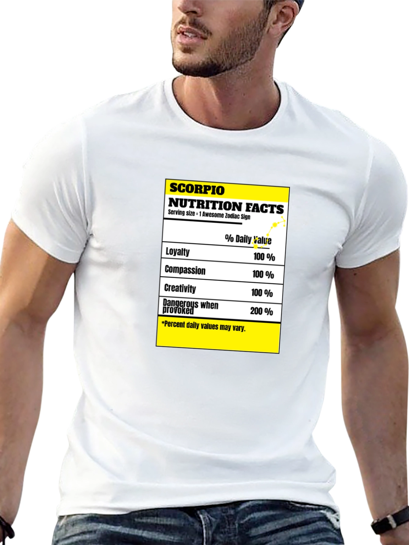 Scorpio Zodiac Nutrition Facts Black T-Shirt