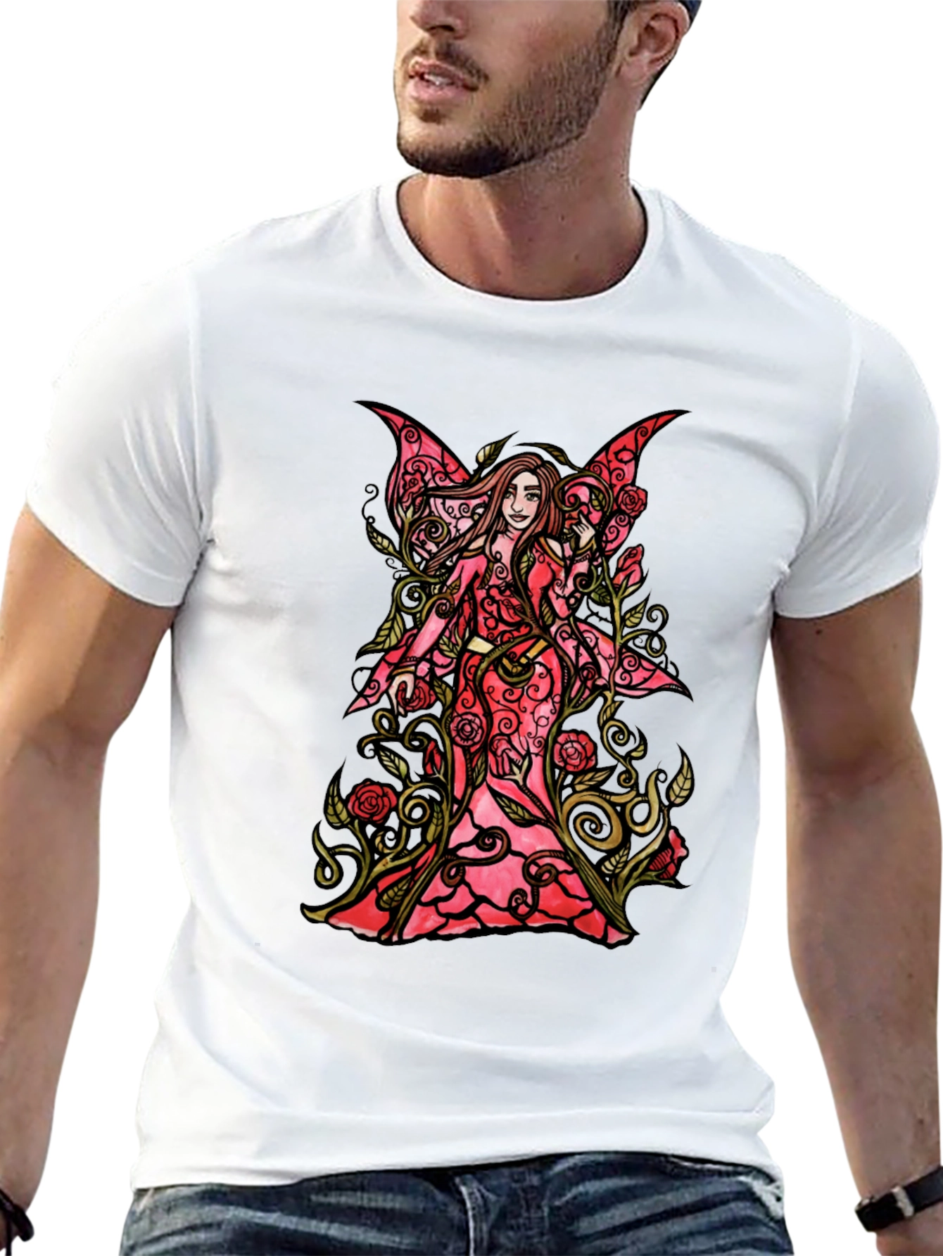 Fairy Roses Graphic Black T-Shirt