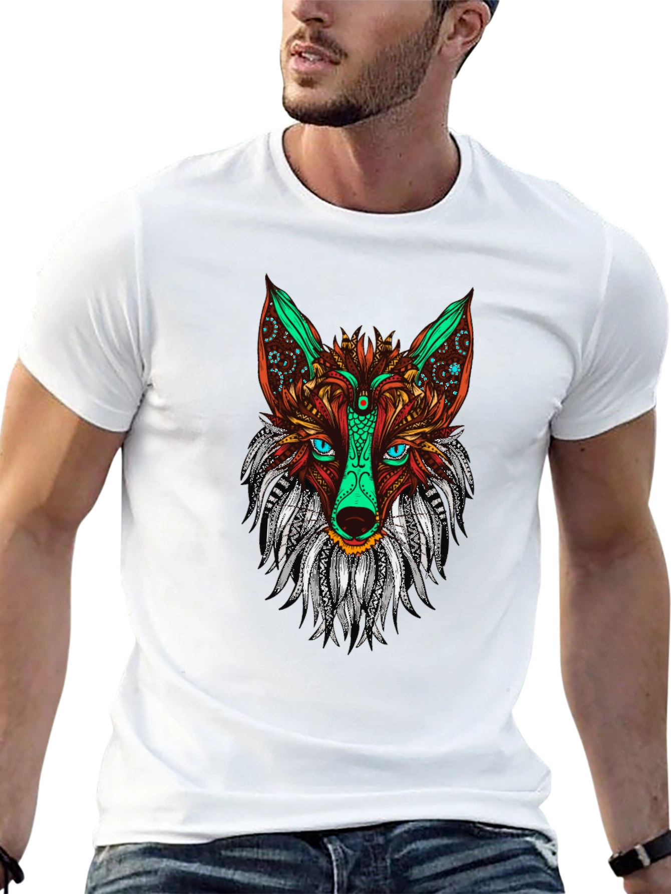 Fox Mandala Graphic Print Tee