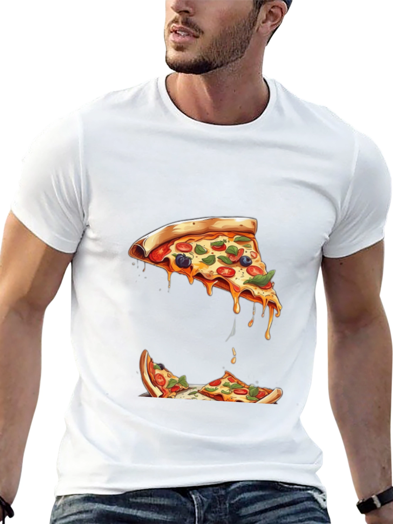 Pizza Slice Graphic Black T-Shirt