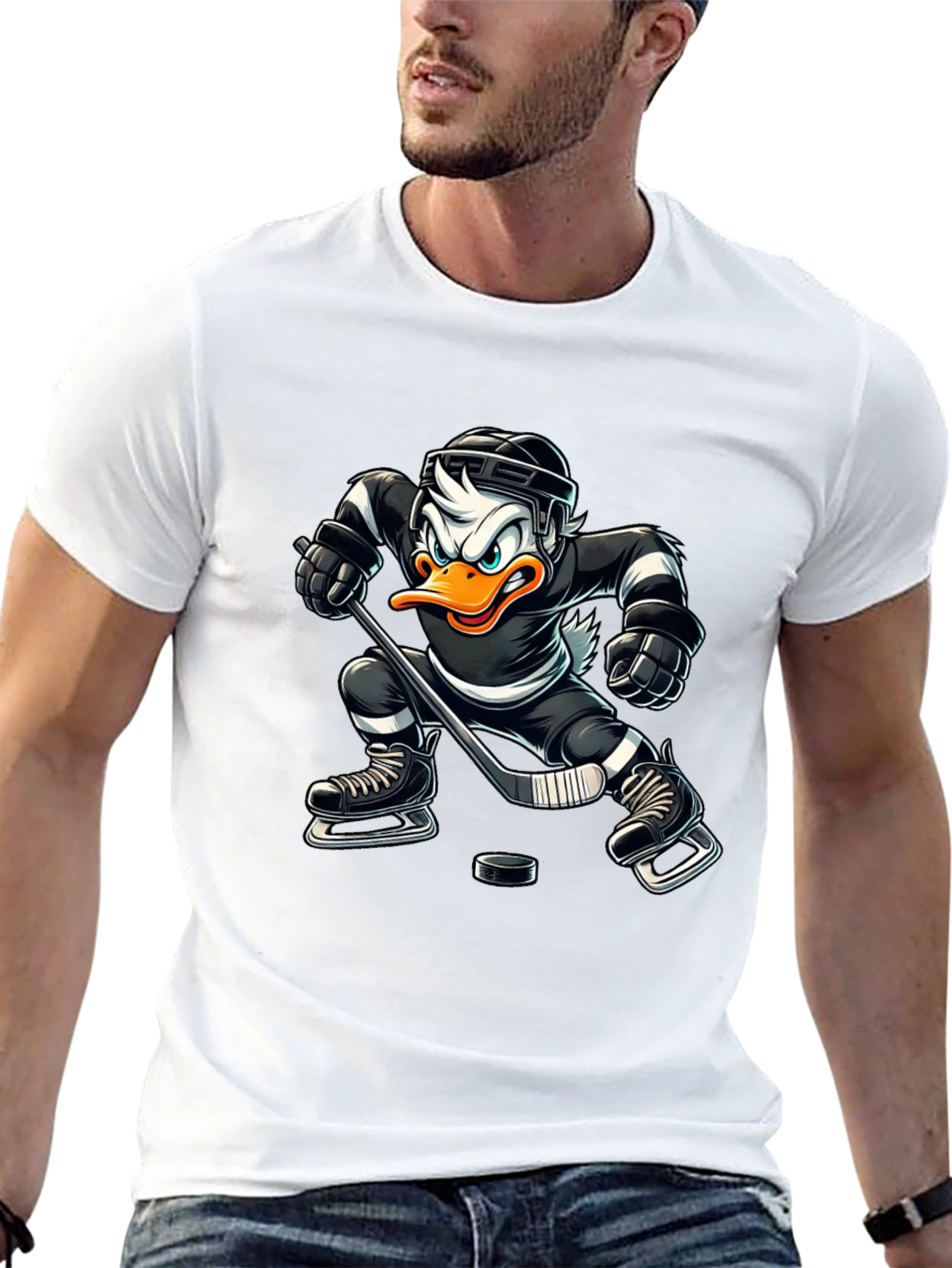 Hockey Duck T-Shirt - Black Cotton Tee