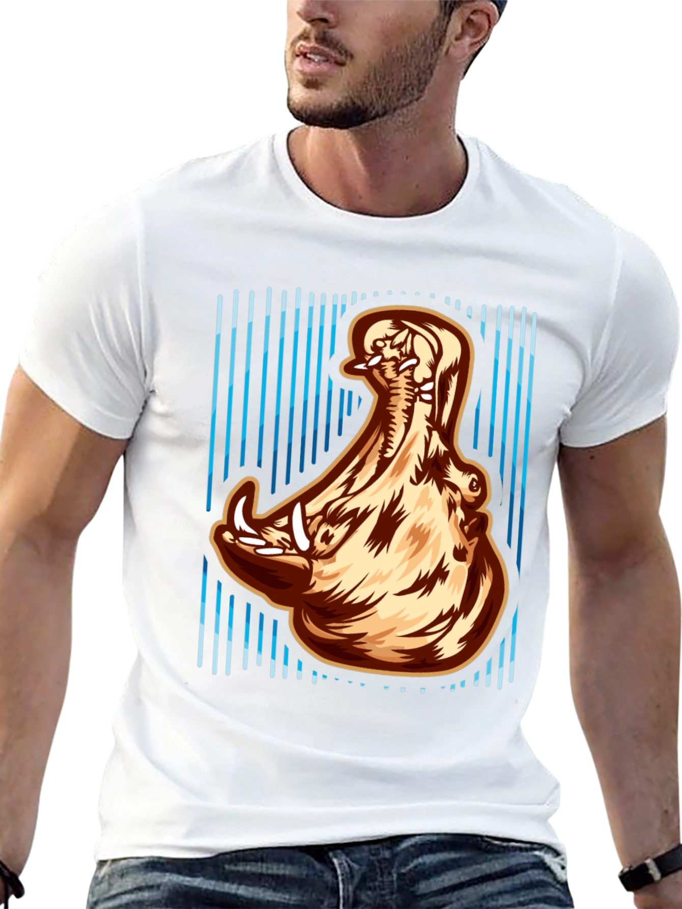 Hippo Open Mouth Graphic Print T-Shirt