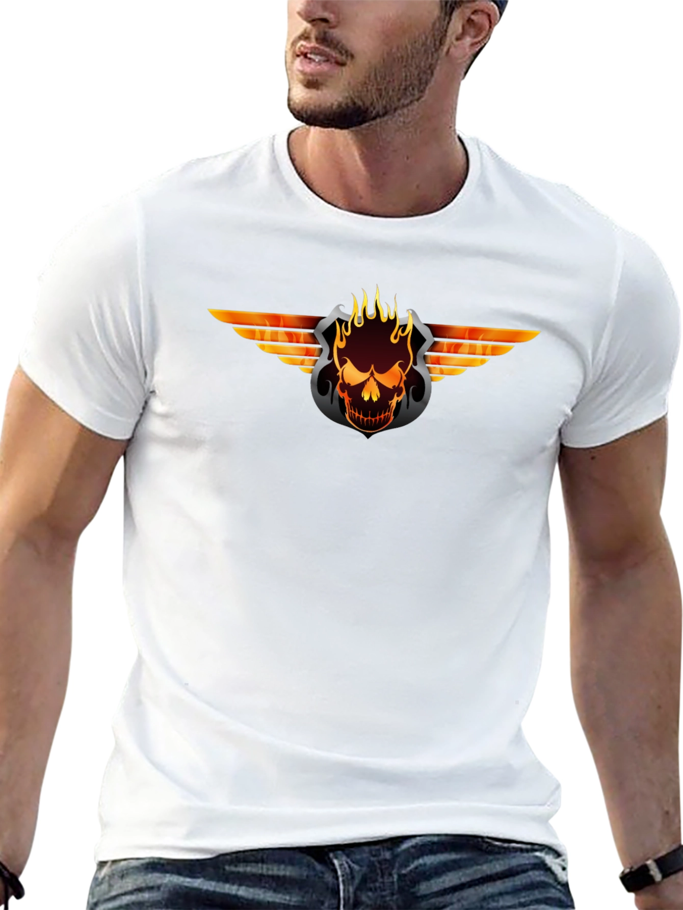 Fiery Skull Graphic Black T-Shirt