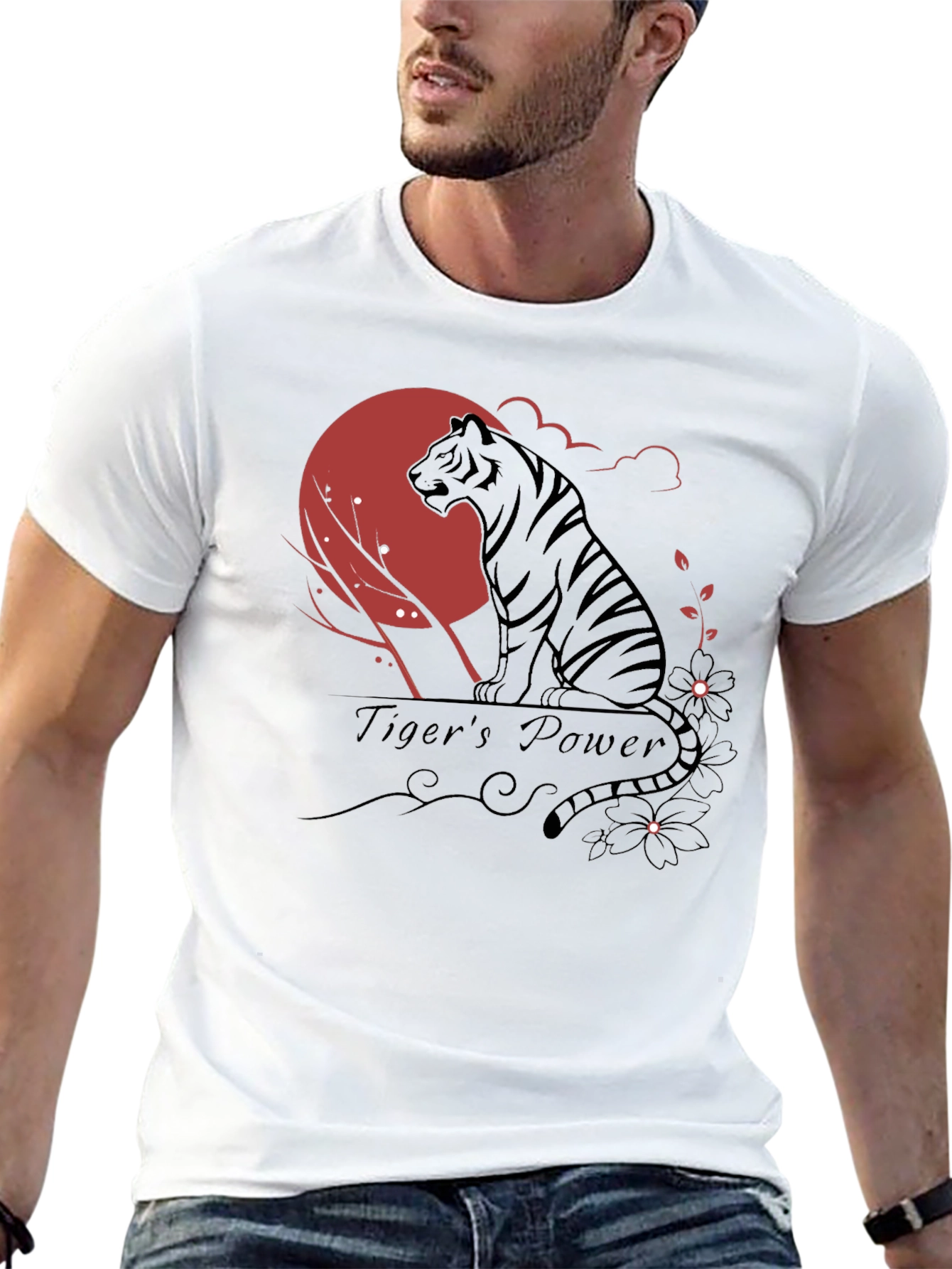 Tigers Power Graphic Print Black T-Shirt