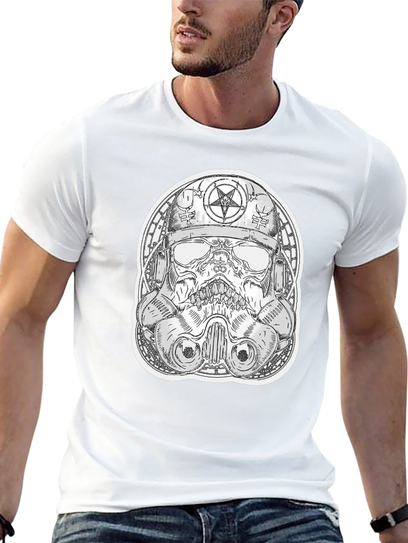 Skull Trooper Graphic Tee - Black Cotton T-Shirt